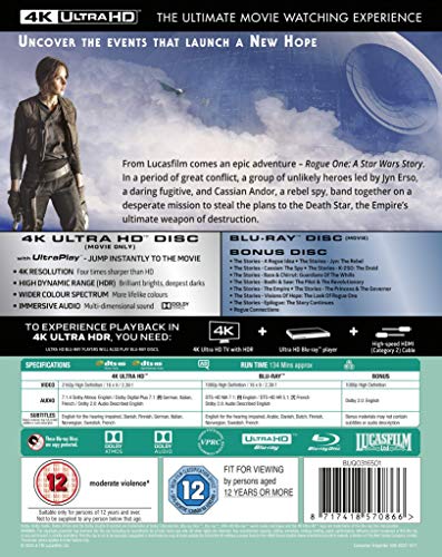 Detalle 1 de Rogue One: A Star Wars Story 4K Ultra HD Blu-ray (Region Free) – 2020 Edition