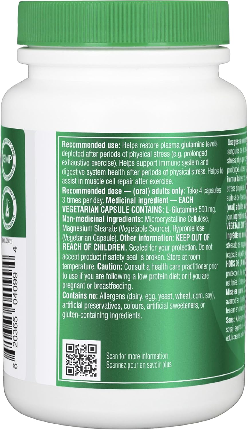 Thumbnail 6 de Organika L-Glutamine 500 mg, 120 Vegetarian Capsules, Canadian-Made