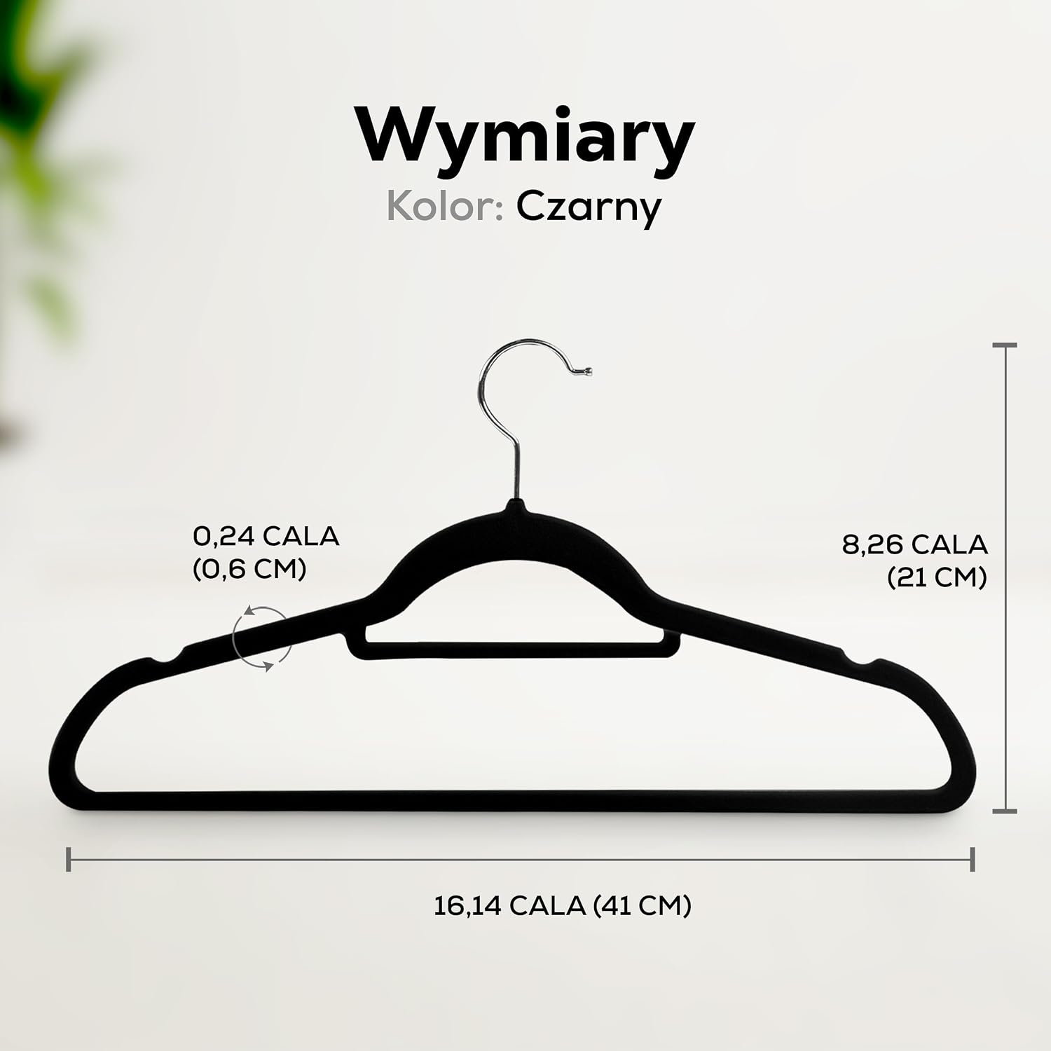 Detalle de Utopia Home Premium – czarne wieszaki aksamitne, 50 szt., antypoślizgowe, haczyk 360°