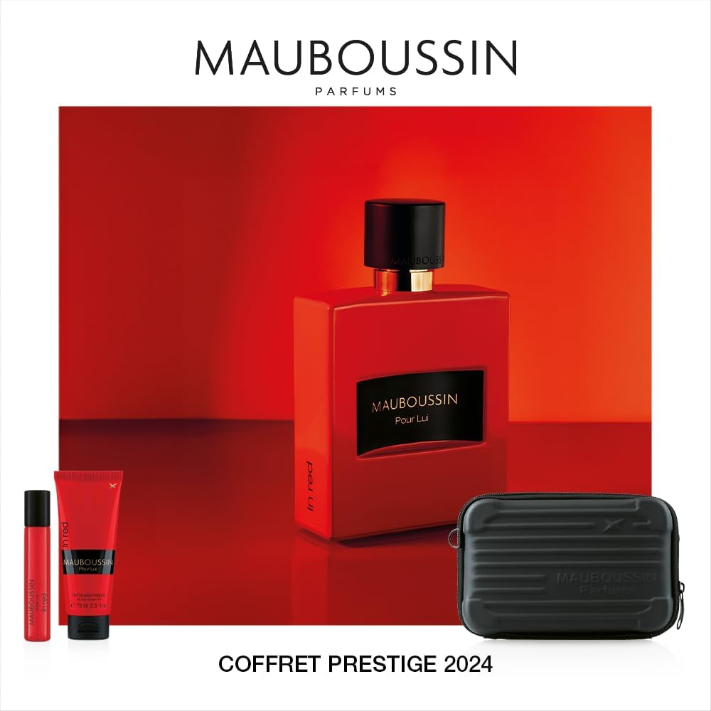 Thumbnail 4 de Mauboussin - Cofanetto Prestige Pour Lui In Red: Eau de Parfum 100ml, Gel Doccia 75ml, Spray da Viaggio 20ml & Borsa a Tracolla
