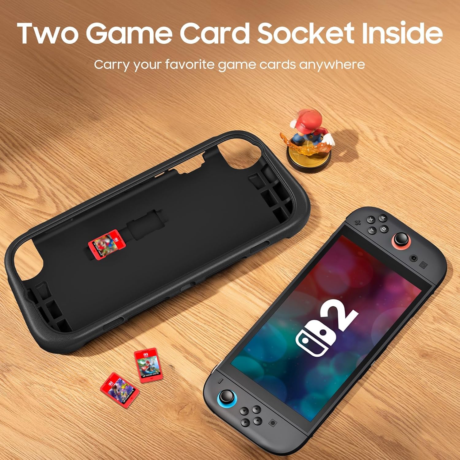 Detalle de FINTIE Ultralight Case for Nintendo Switch 2 (2025) with Game Card Slots – Shockproof, Ergonomic Grip