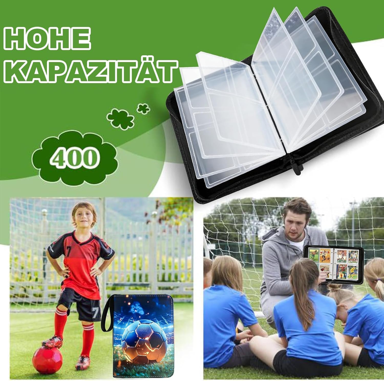 Detalle de Sammelkarten Album Fußballkarten – 400 Karten, 4 Taschen pro Seite, 50 Seiten