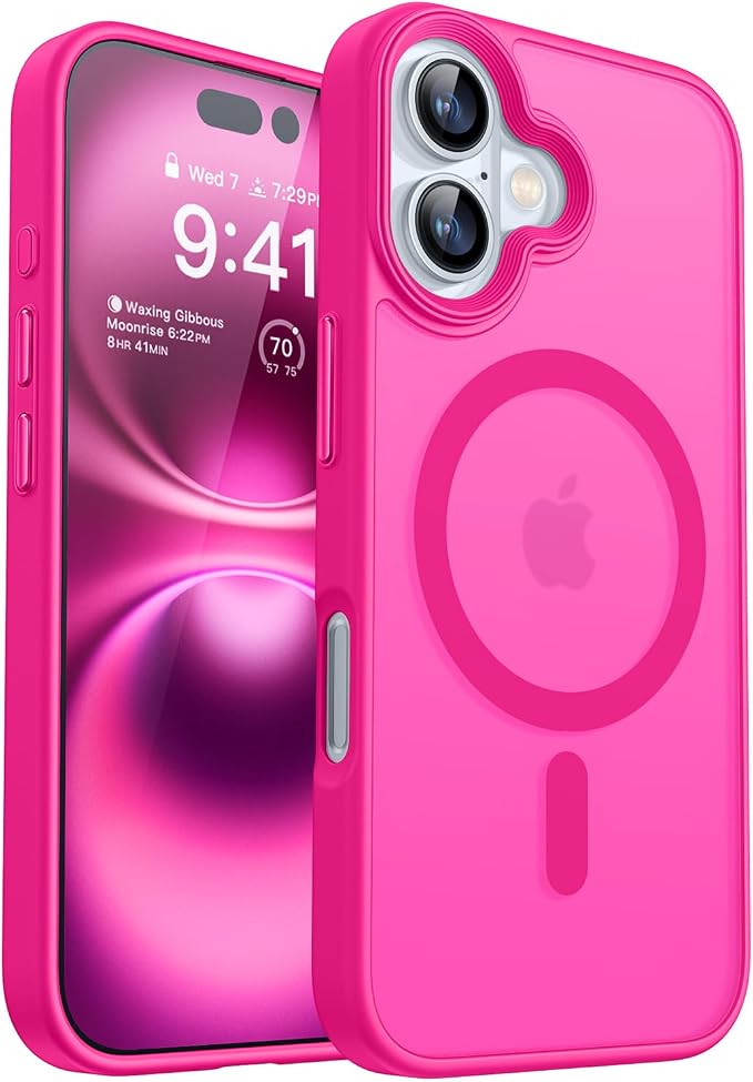 Detalle de CANSHN Funda Magética para iPhone 16 Rosa Vivo