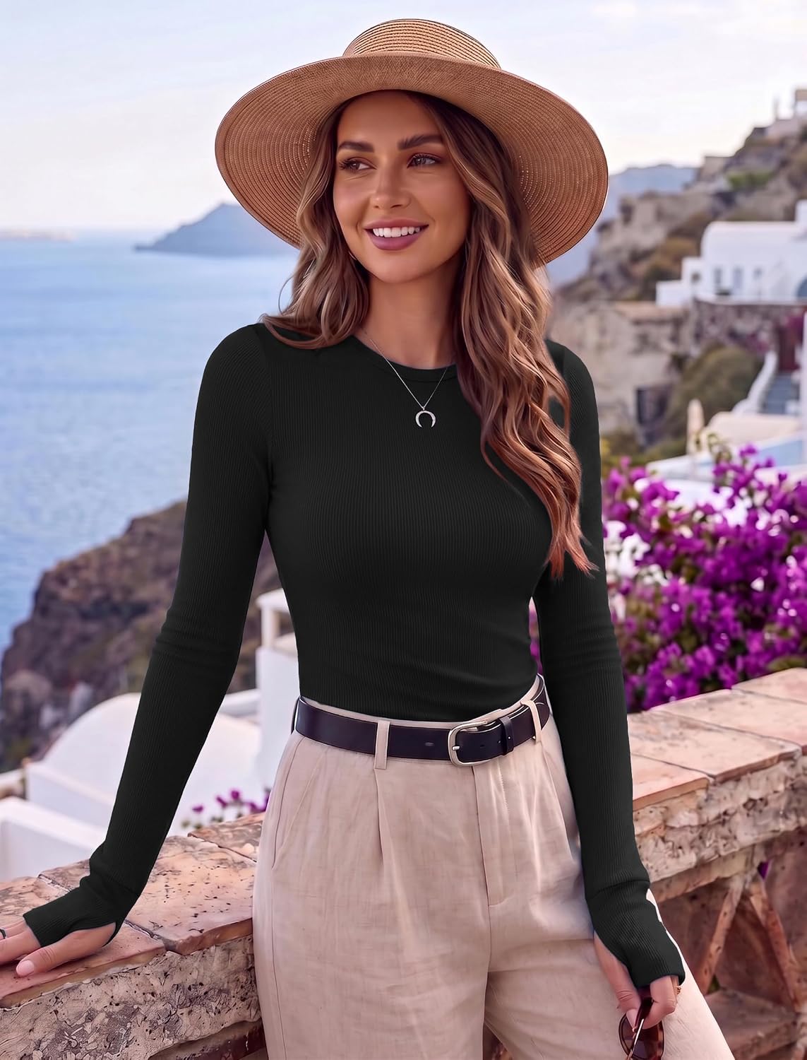 Detalle de Ekouaer Women's Long-Sleeve Shirt