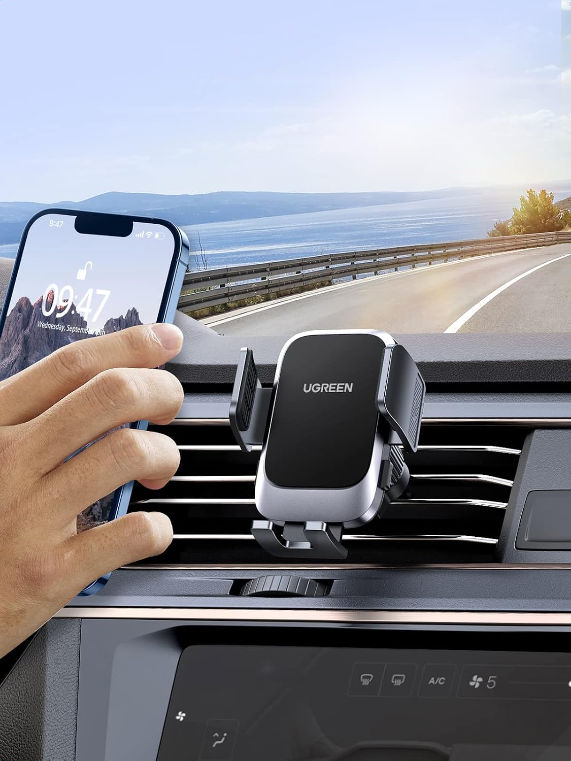 Thumbnail 5 de UGREEN 3in1車載スマホホルダー 4〜7インチ対応・吸盤式と吹き出し口式・360度回転