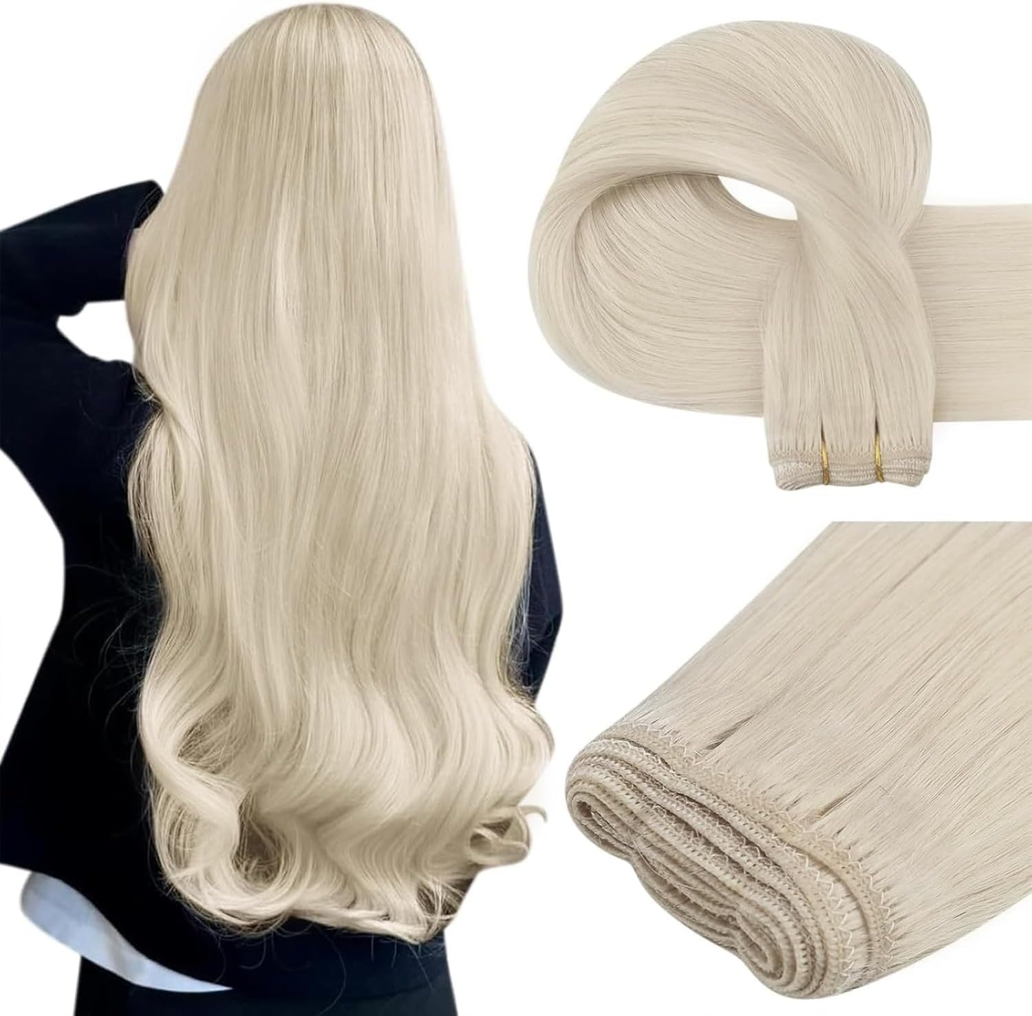 Easyouth Weft Remy Hair Extension 100g – Bianco Biondo 55 cm