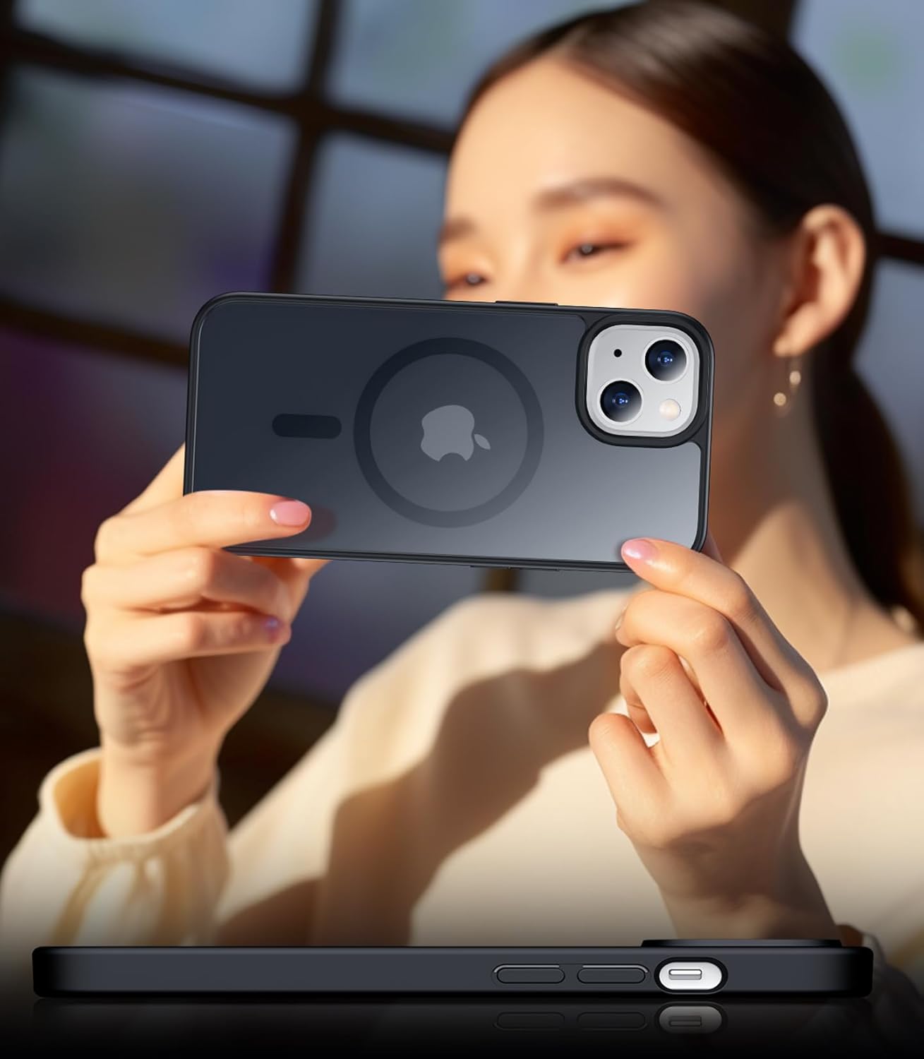 Thumbnail 6 de SPIDERCASE Magnetic Translucent Matte Case with Tempered Glass for iPhone 13/14 (6.1\") — Black