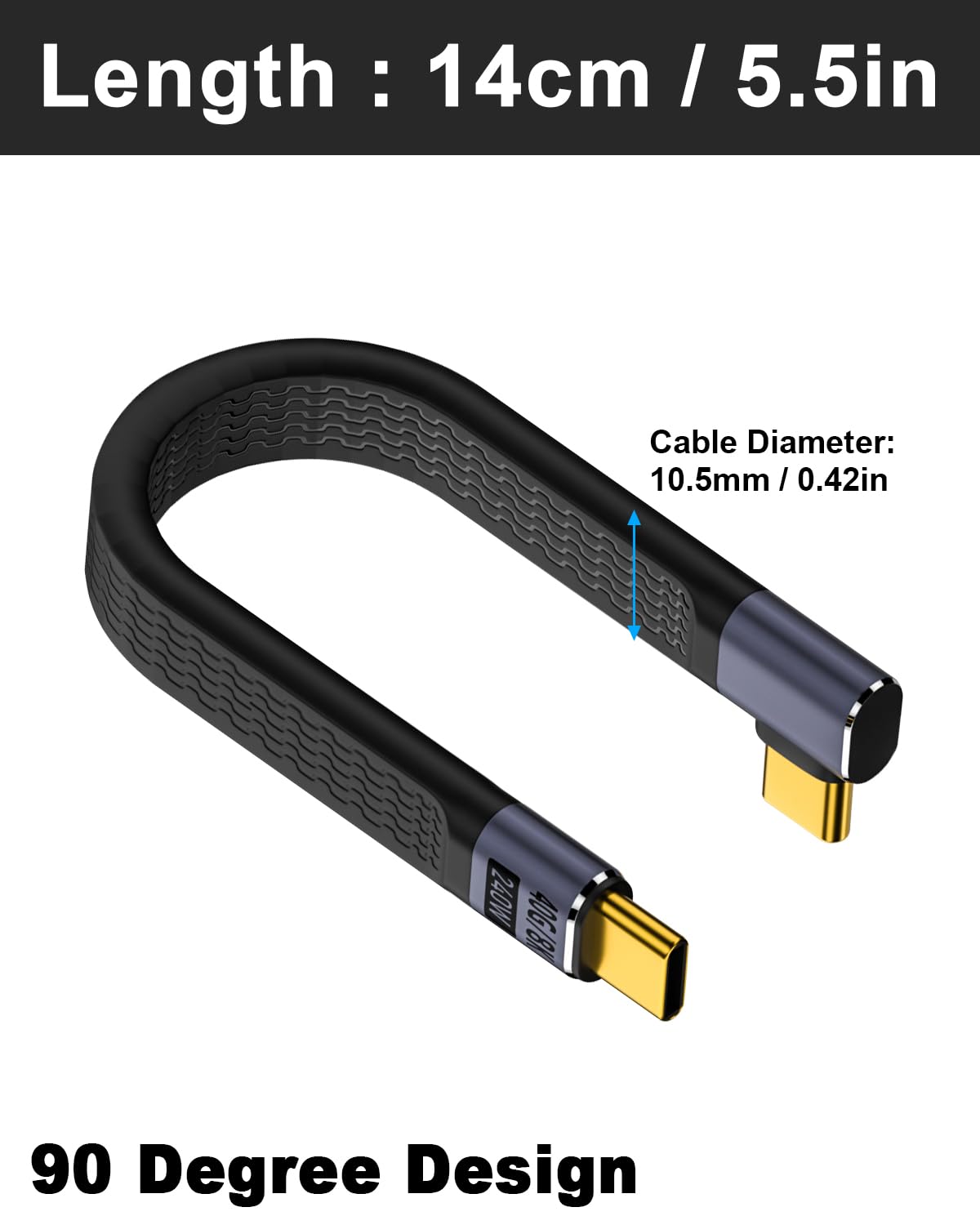 Thumbnail 6 de Maxhood 5-inch USB-C to USB-C cable (Right-angle) – 40Gbps, up to 240W PD 3.1, USB4/Thunderbolt 4