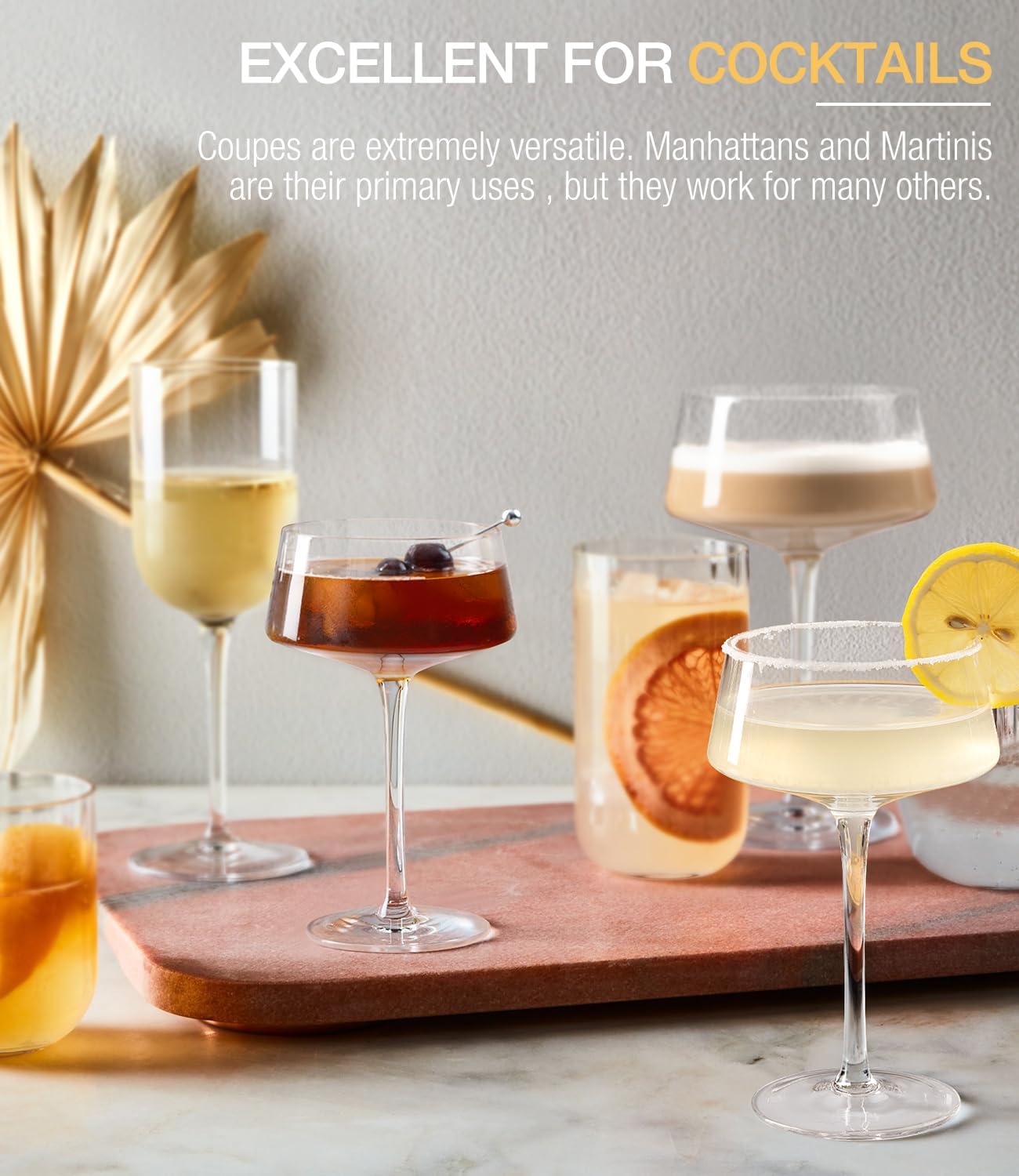 Thumbnail 3 de LUNA & MANTHA 8oz Martini Glasses — Set of 6, Hand-Blown Crystal Coupe Glasses