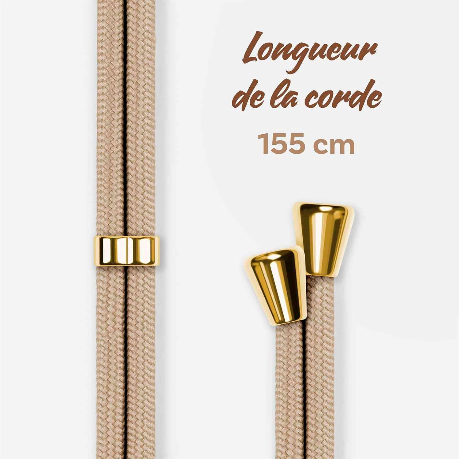 Detalle de ONEFLOW Chaîne de téléphone portable pour Samsung Galaxy A16 (4G/5G) – Twist Beige, étui transparent et cordon amovible