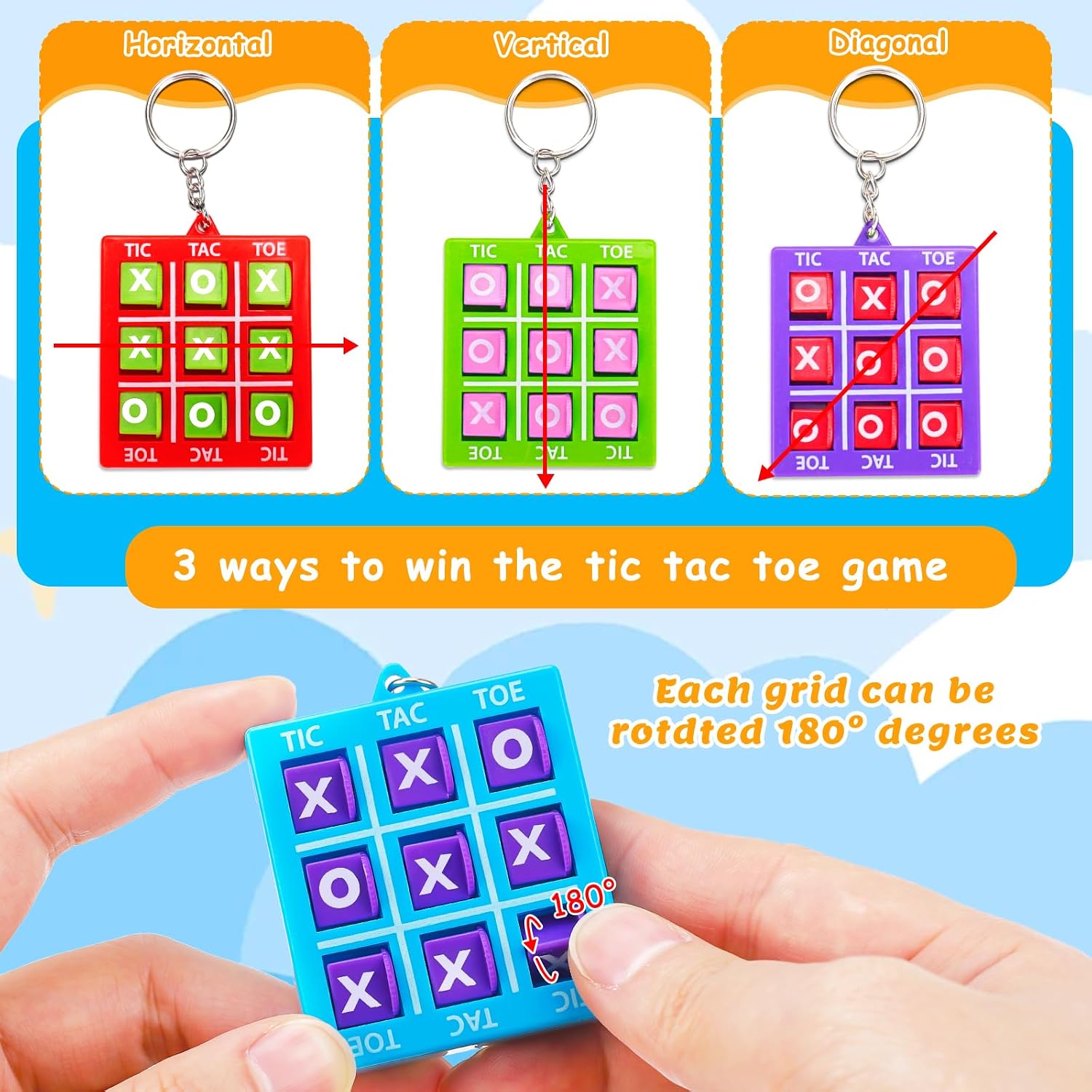 Detalle 2 de 24PCS Tic Tac Toe Mini Keychain Game