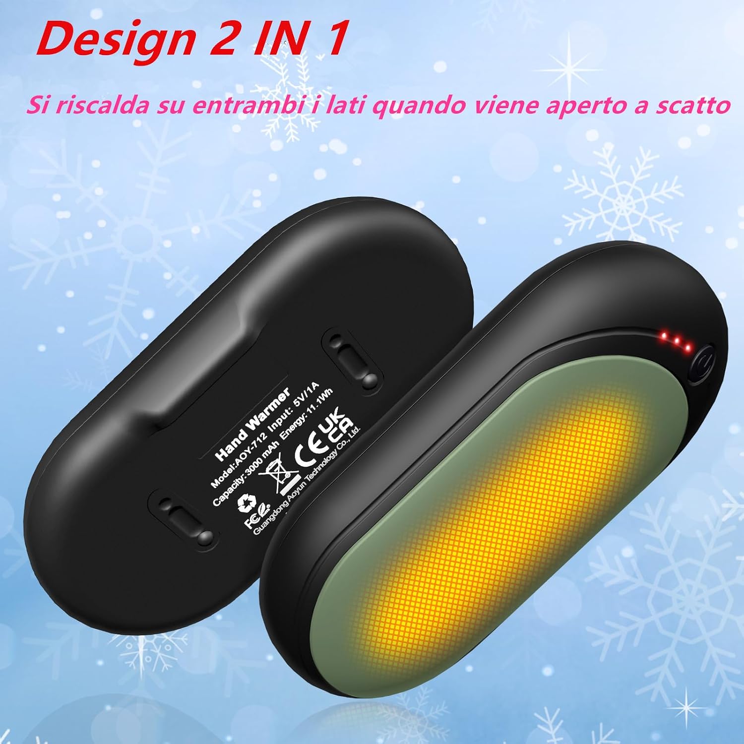 Detalle 2 de Scaldamani Ricaricabile 6000 mAh 2 in 1