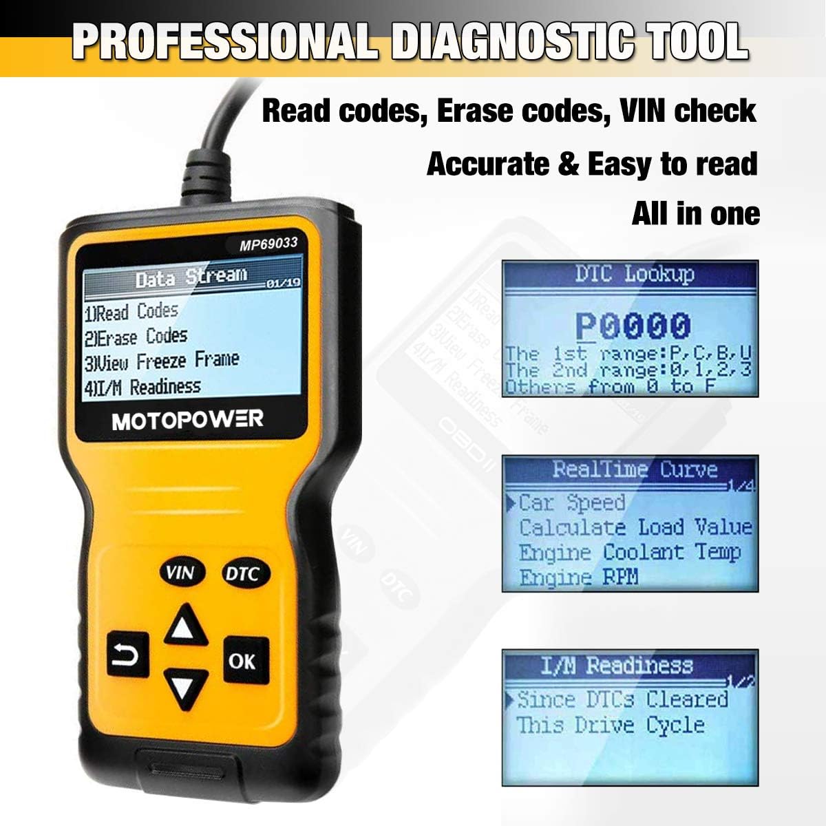 Detalle 2 de MOTOPOWER MP69033 OBD2 car code reader