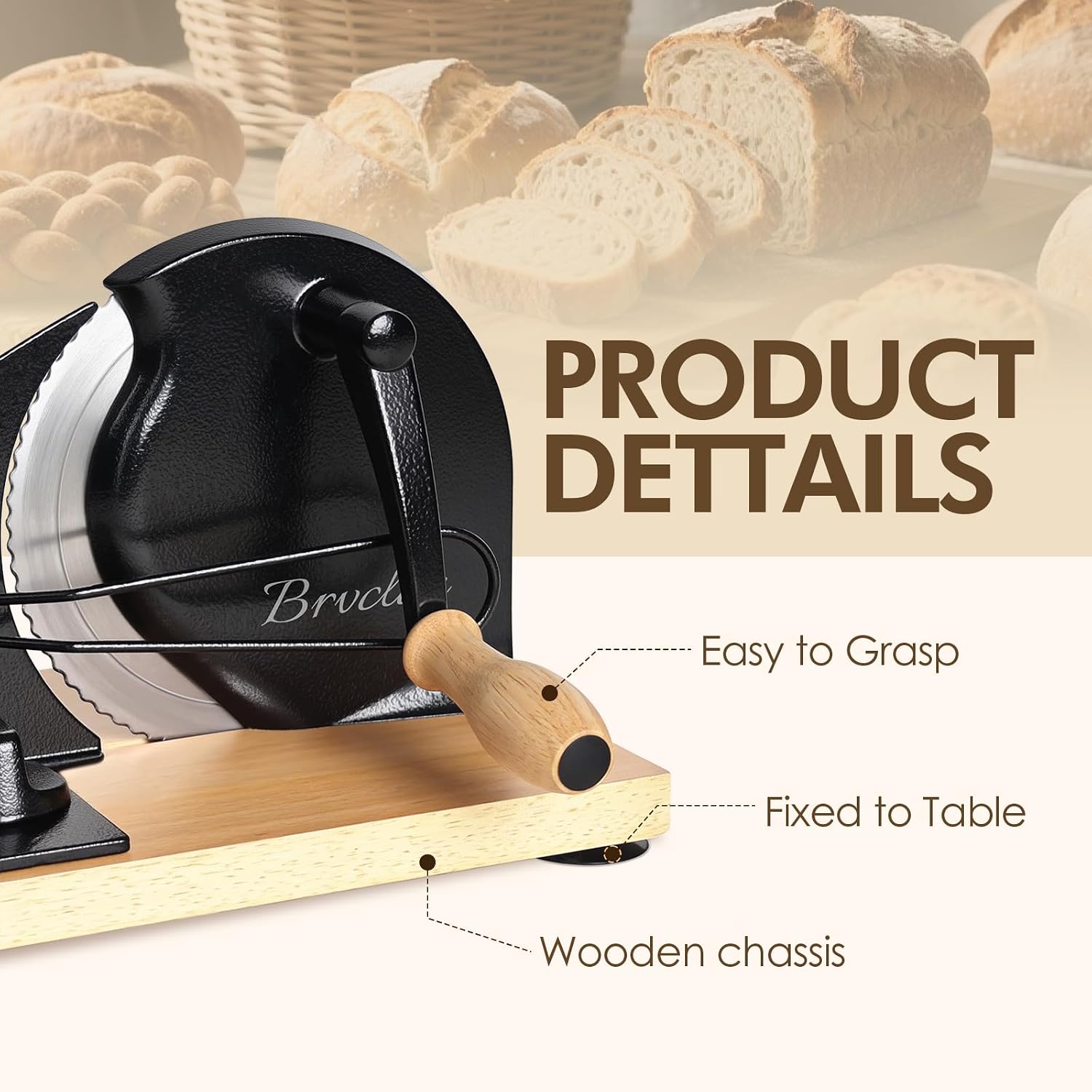 Thumbnail 6 de Brvclon Manual Bread Slicer with Adjustable Thickness
