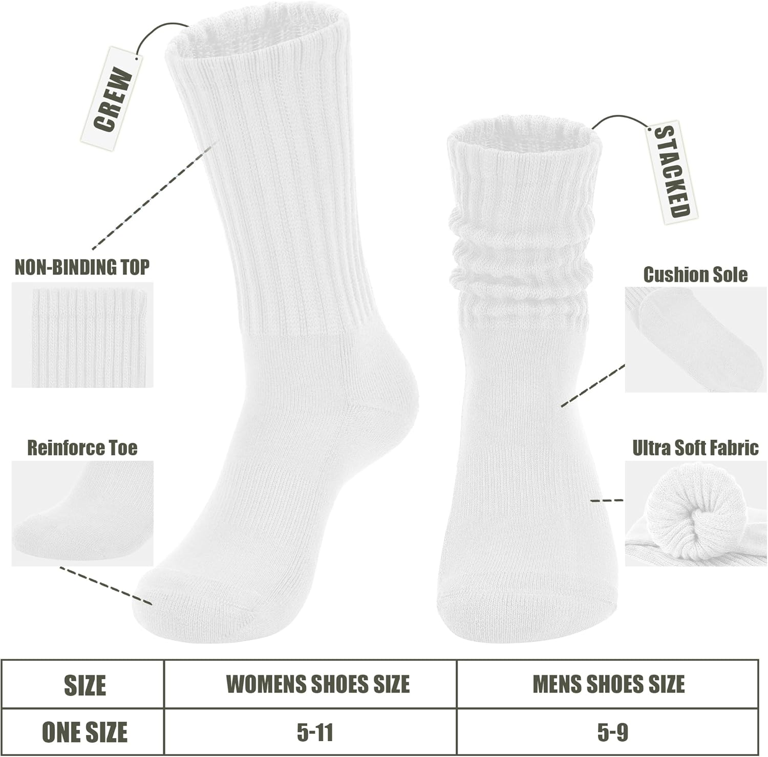Thumbnail 2 de AugRing Women's Scrunch Crew Socks 3-Pack