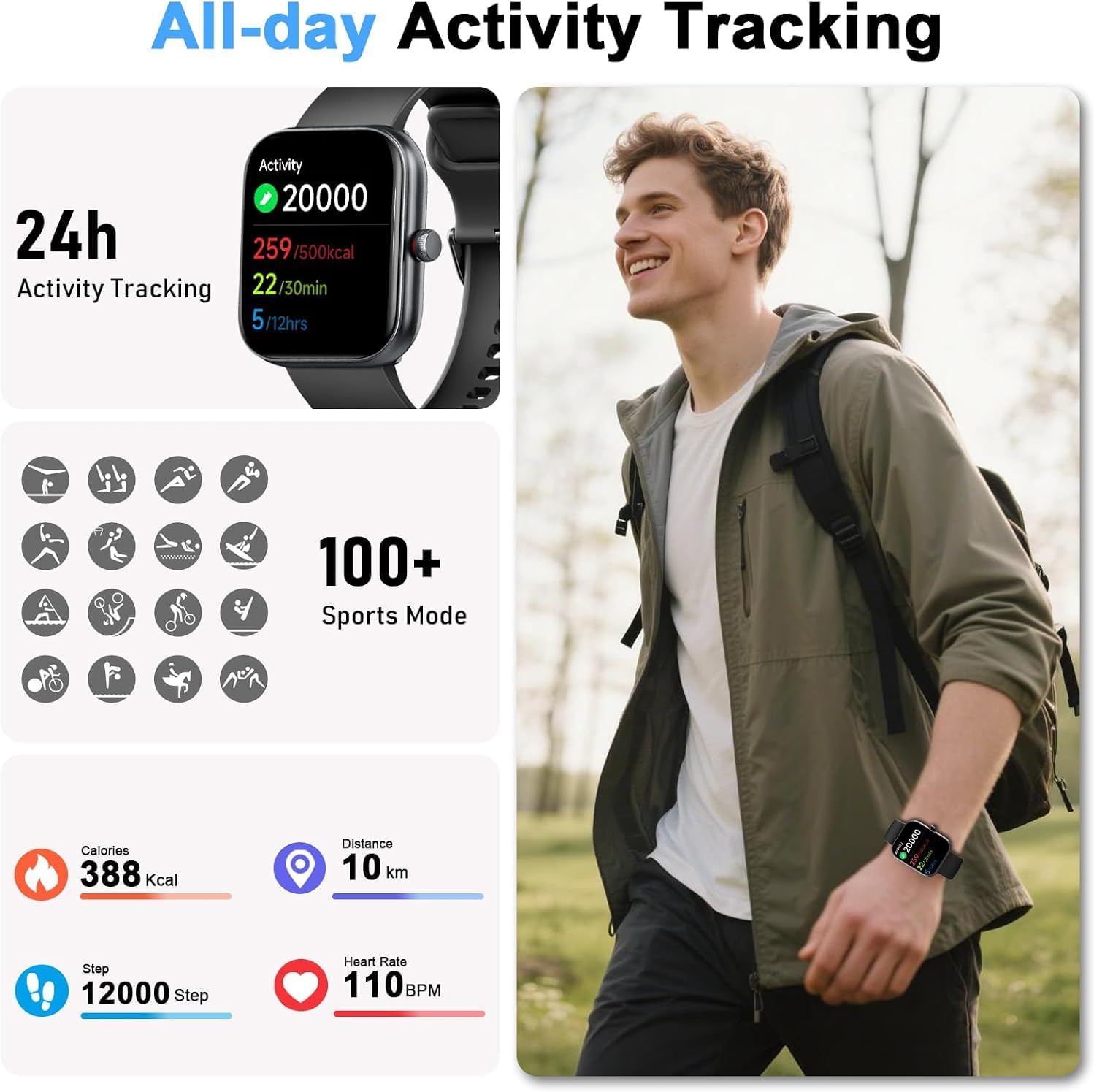 Thumbnail 4 de uaue Smart Watch Alexa Built-in 1.91" HD — 100+ sports modes, IP68, Bluetooth calling