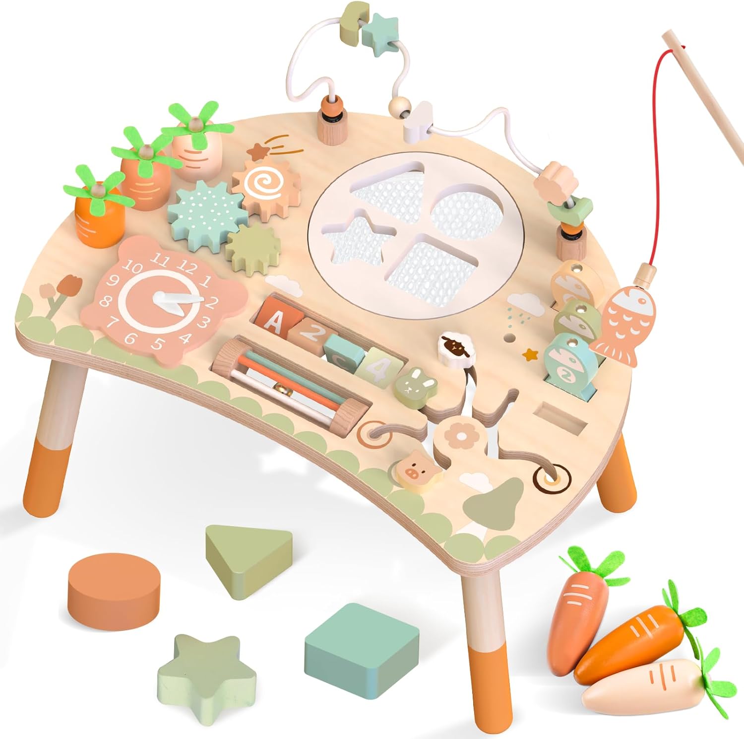 Detalle de Hewaurorion Wooden Activity Table 9-in-1