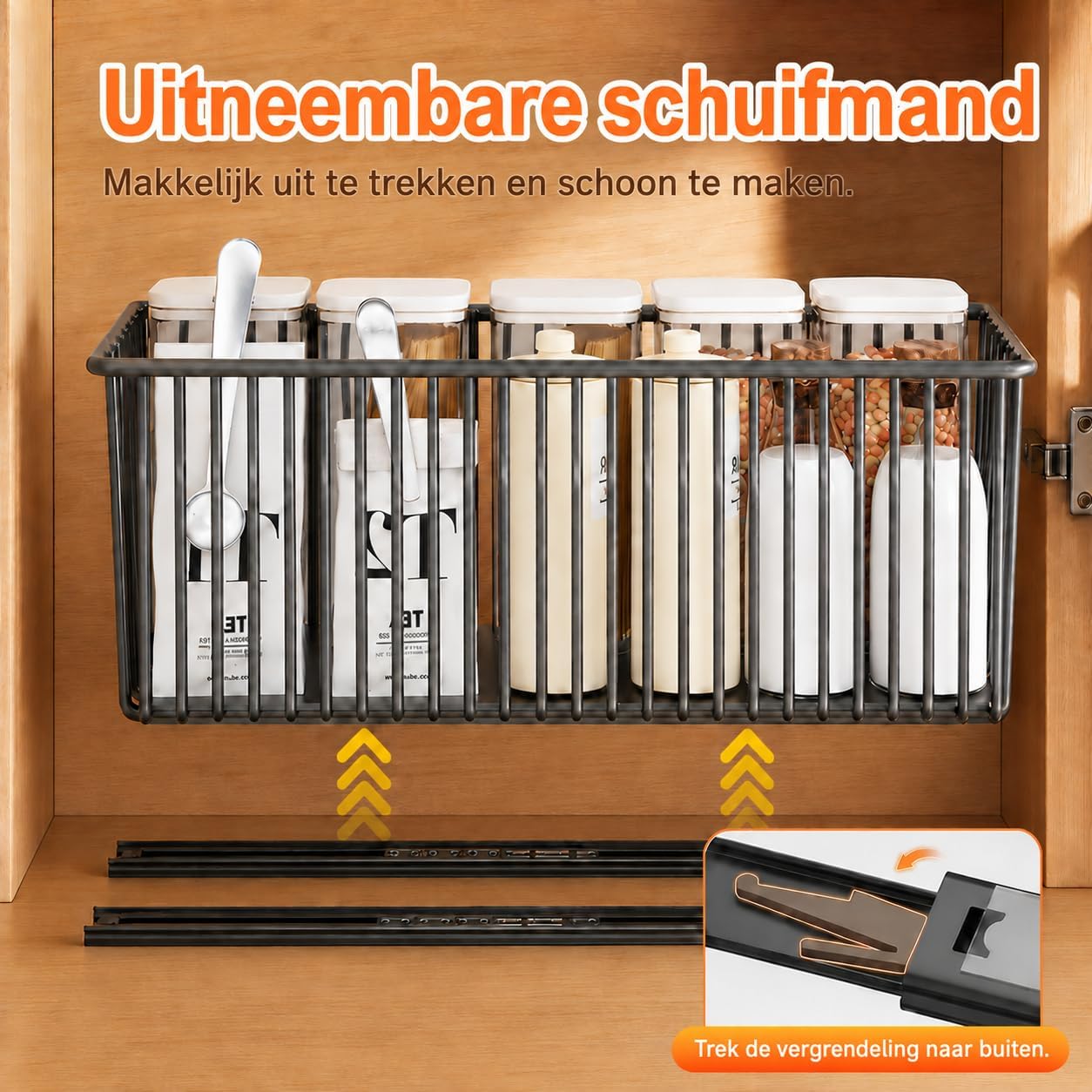 Detalle 2 de KEXIBO KEXIBO-LB uittrekbare kastmanden, 4 stuks van koolstofstaal