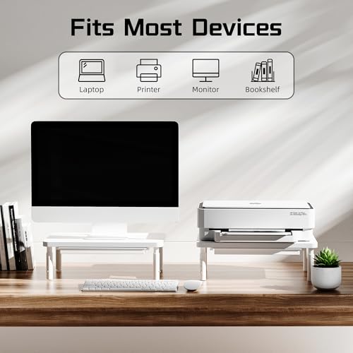 Thumbnail 3 de ETHU Monitor Stand Riser with Storage Drawer – White, 3 Height Settings