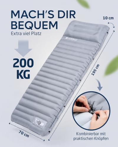 Thumbnail 5 de NORDMUT Isomatte Schnellaufblasend mit integrierter Fußpumpe – 10 cm