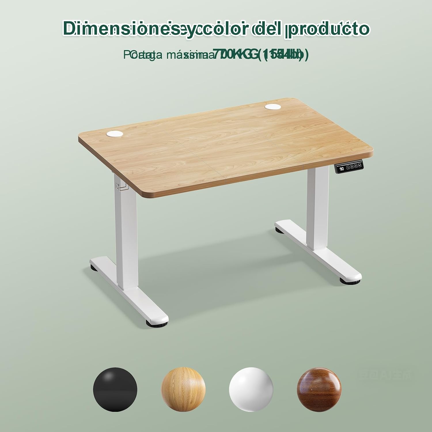 Thumbnail 1 de JUMMICO Scrivania regolabile in altezza 100×60 cm beige – telecomando a 4 tasti e memoria