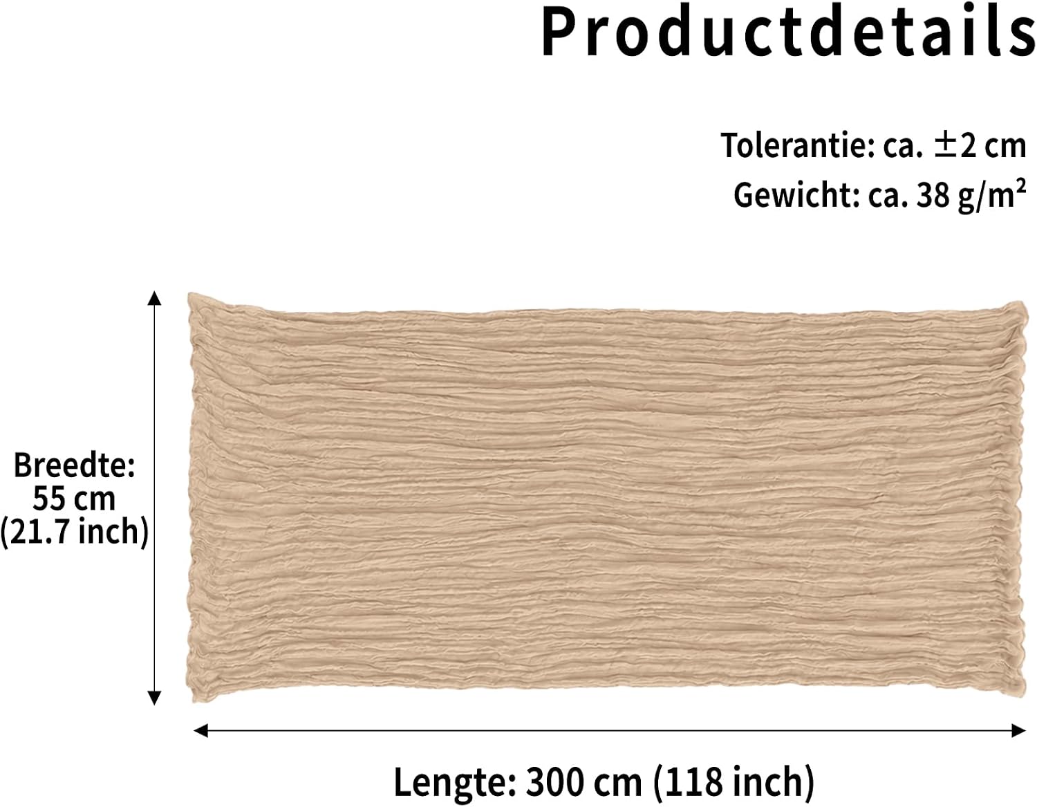 Thumbnail 1 de Foatcox ZQ018 tafelloper van polyester, champagnekleurig, 300 x 90 cm
