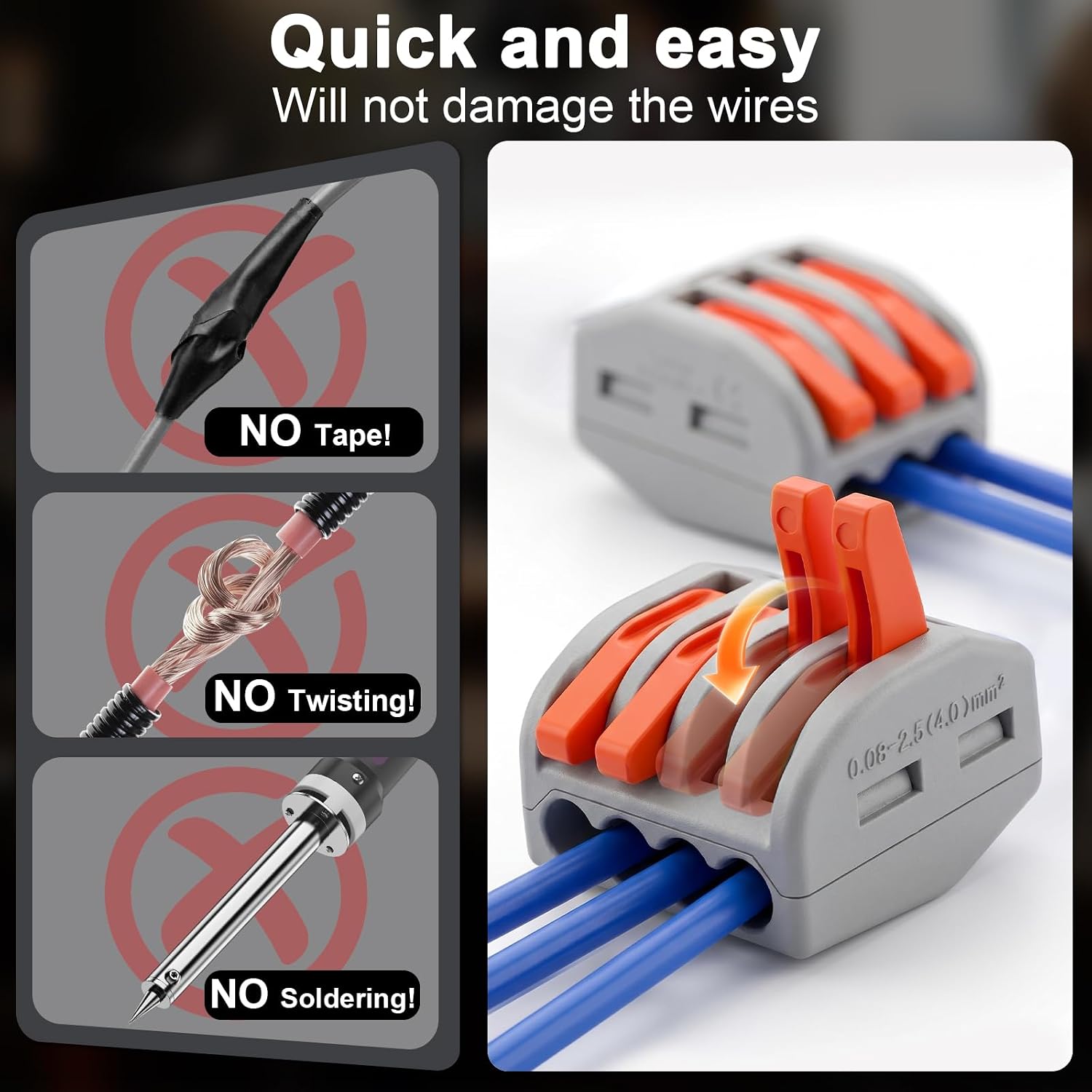 Thumbnail 2 de Preciva 130PCS Connecteur Électrique à Levier: Bloc de Jonction Compact 2–5 Ports pour Fils Solide et Souple (28-12 AWG / 28-14 AWG), 32A/4kV