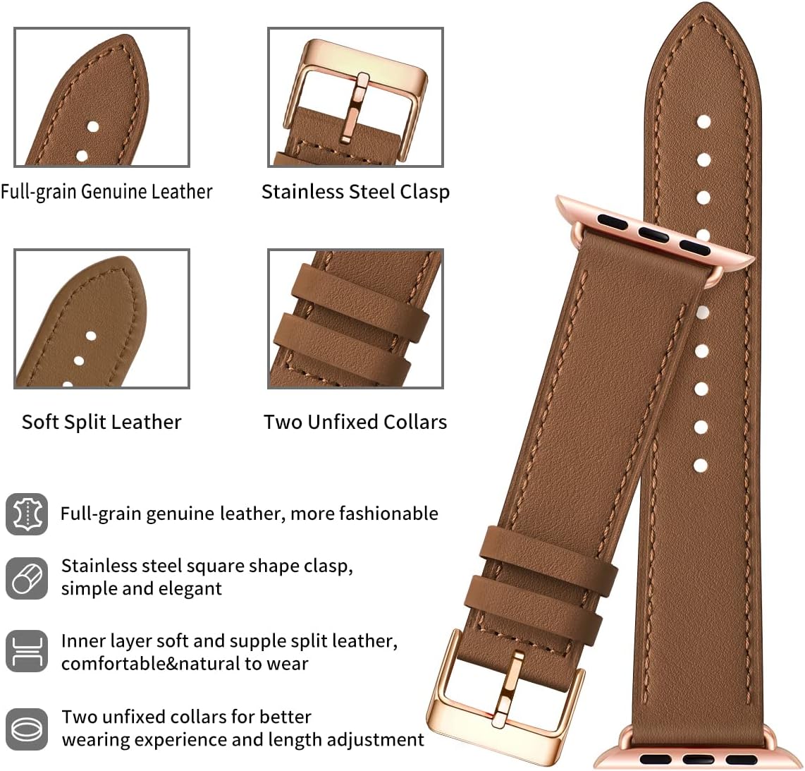 Thumbnail 2 de QAZNZ Leather Apple Watch Strap 40/42mm