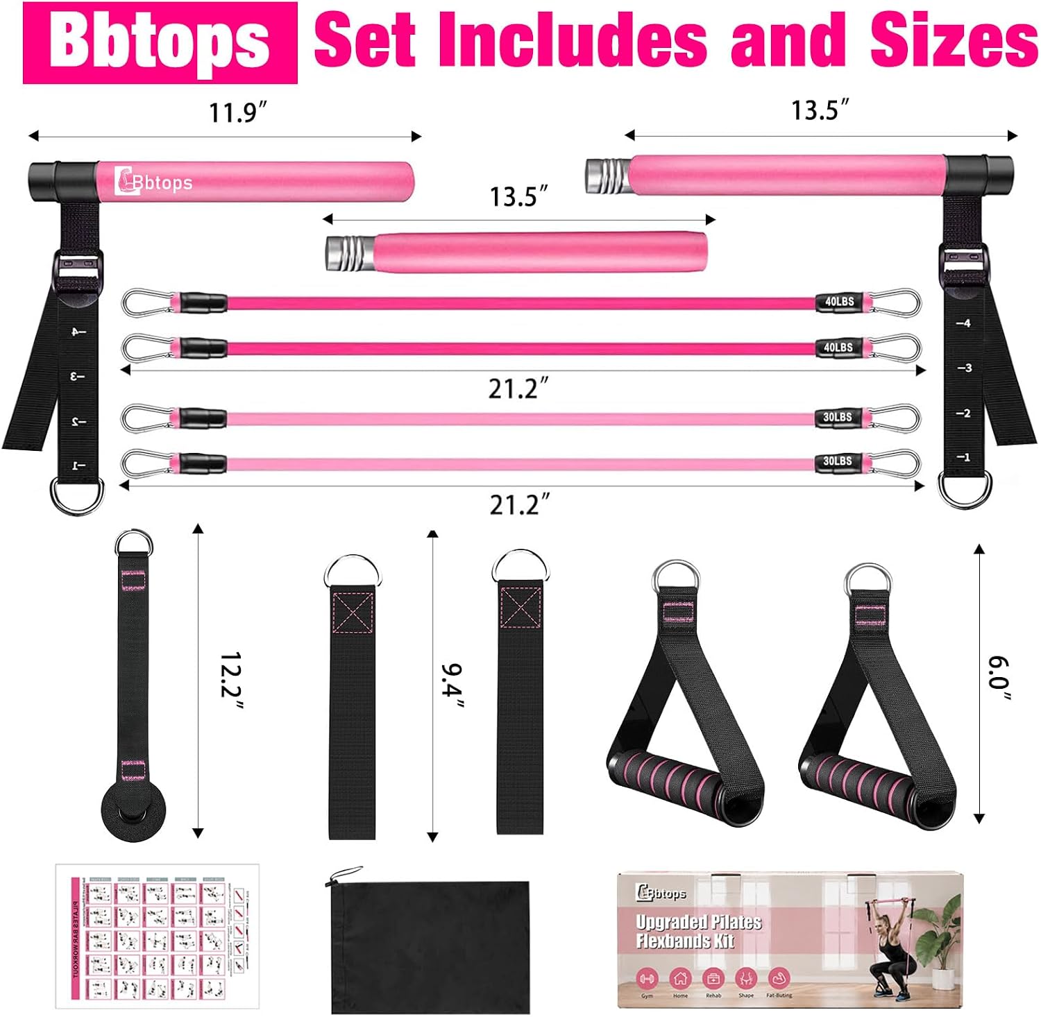 Thumbnail 6 de Bbtops Pilates Bar Kit with Resistance Bands, Adjustable Bar and Stackable Bands