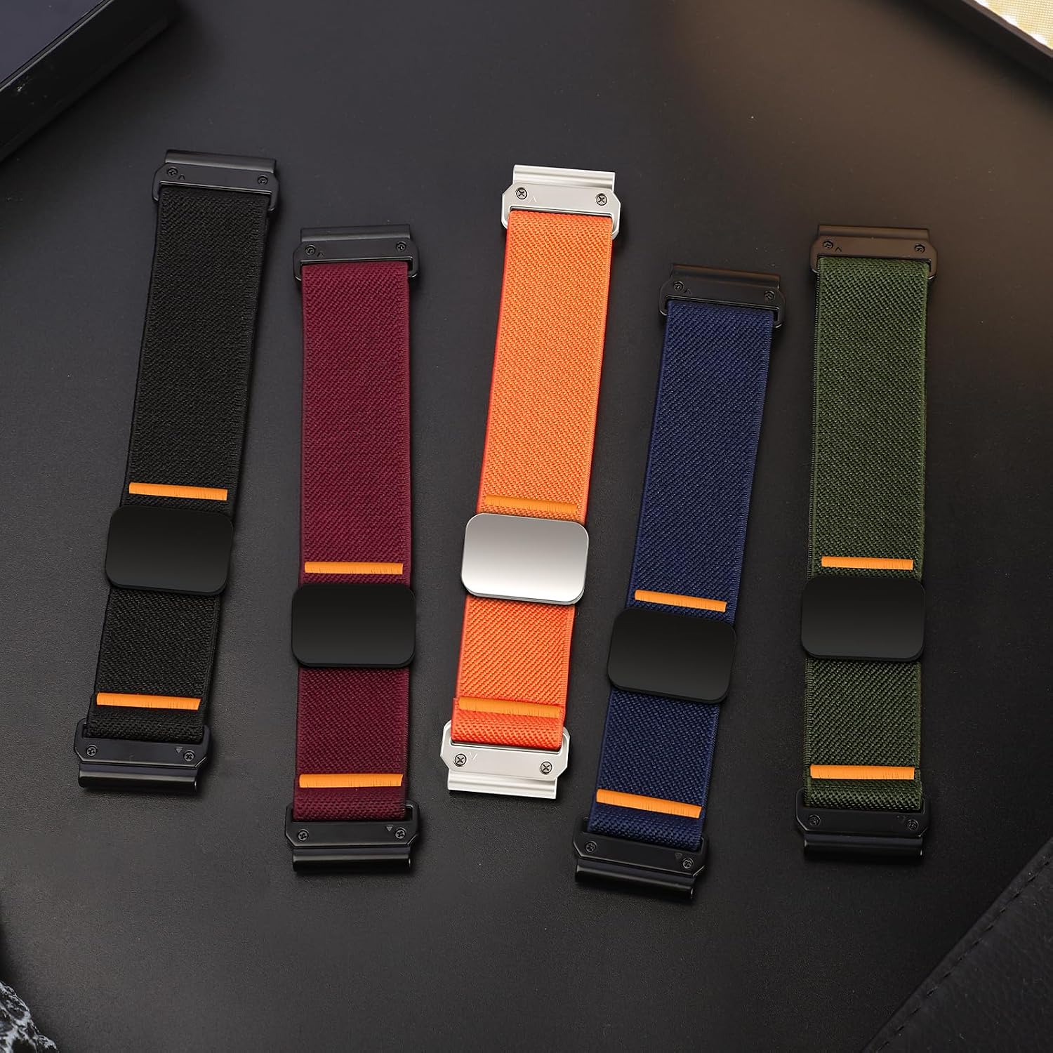 Detalle de 26mm Nylon Armband für Garmin Fenix 8 Pro & kompatible Modelle – Magnetverschluss, elastisch