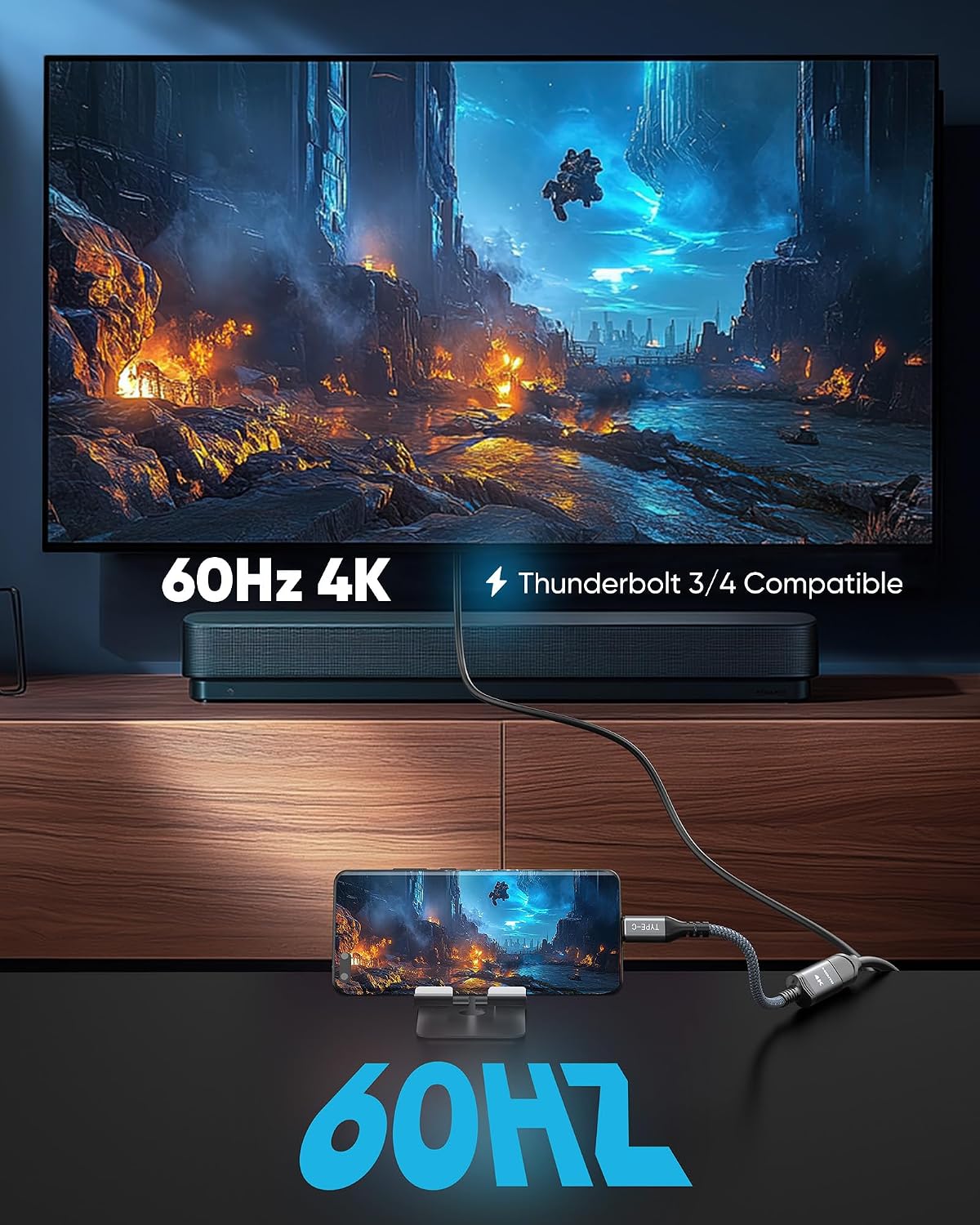 Detalle de Highwings Tjicui USB-C to HDMI Adapter, 4K@60Hz, Braided