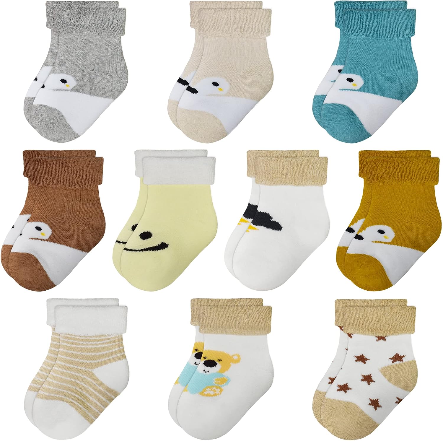 Detalle de TRAMLE baby boys thick terry socks set – 10 pairs for 0–3 years