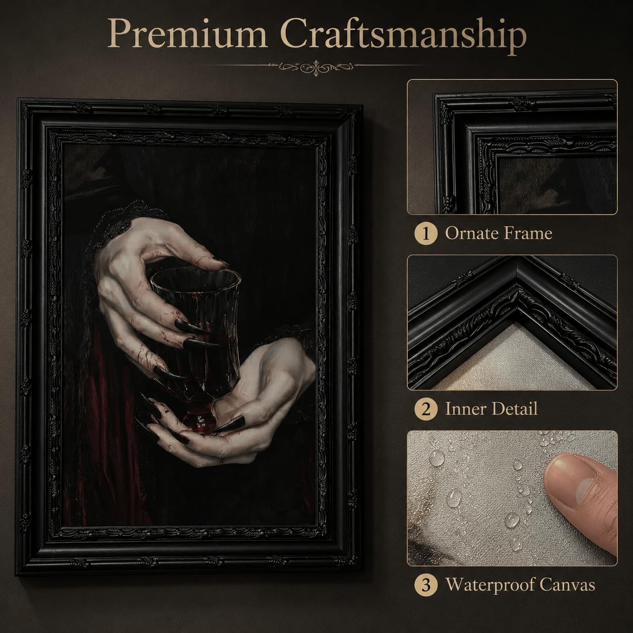 Detalle 1 de Black Framed Gothic Wall Art, 12x16 Inch