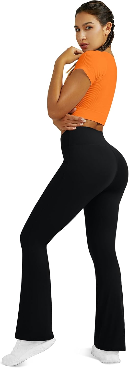 Detalle de Flare Yoga Pants with Pockets, 80% Polyester and 20% Spandex
