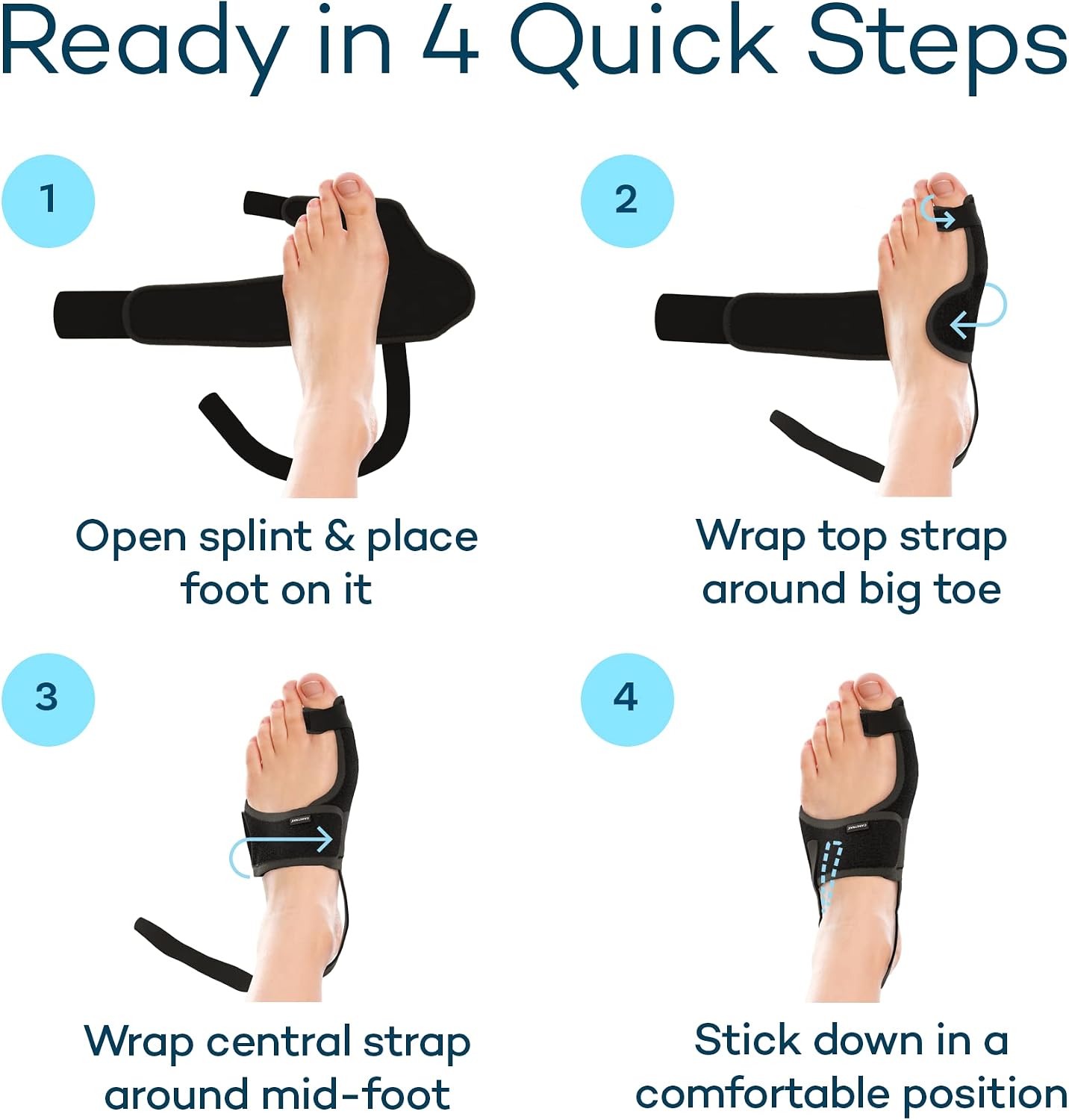 Detalle de Caretras 2-Pack Bunion Corrector: Adjustable Day/Night Orthopedic Toe Support