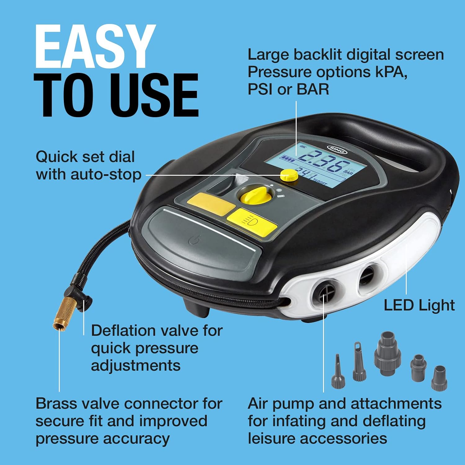 Thumbnail 6 de RING TYREINFLATE GO 6 Cordless Tyre Inflator Air Compressor & Air Pump