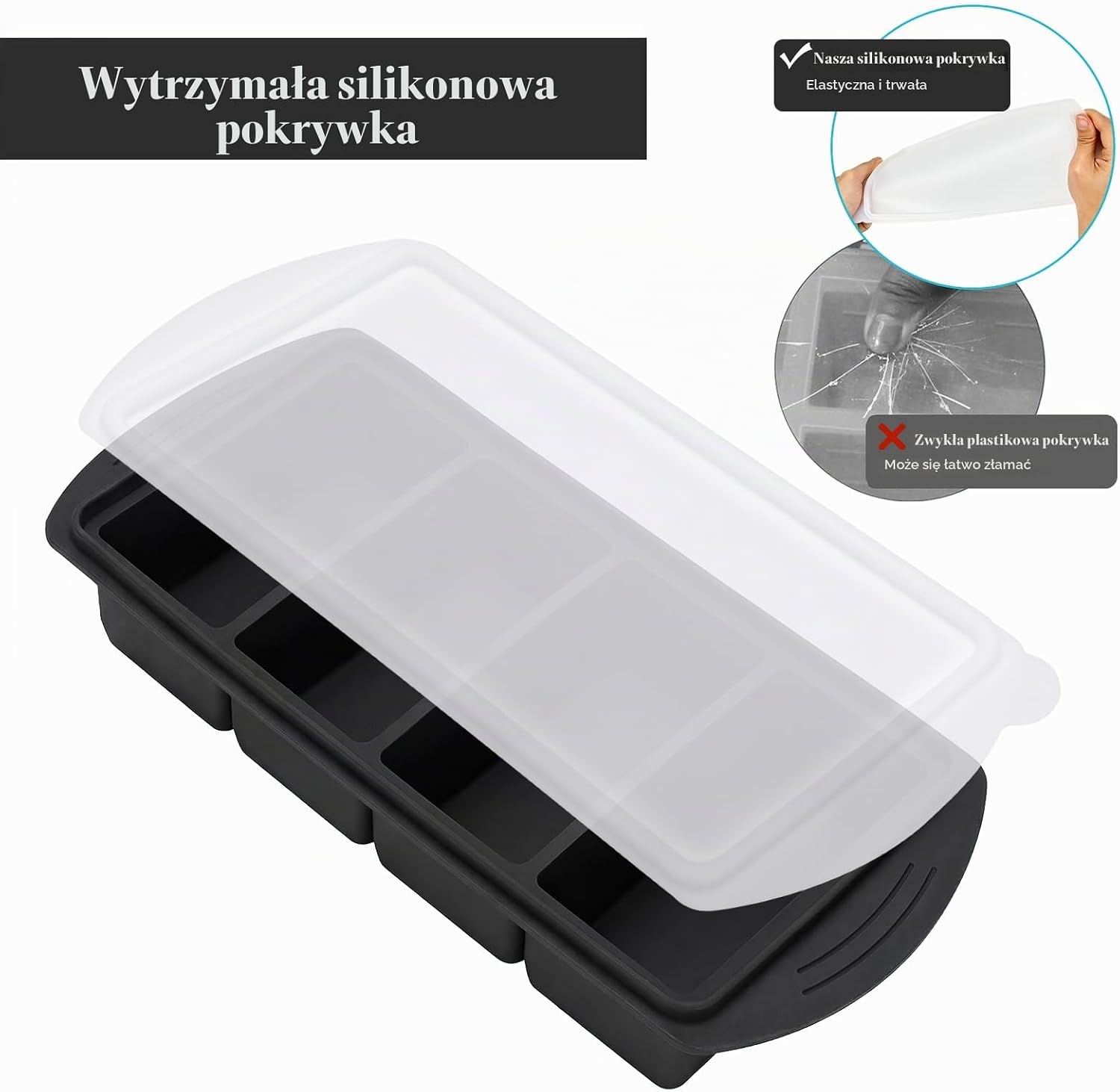 Detalle de Defresit N1-HK400303_black-LINY-DE – silikonowe foremki do mrożenia, 2 i 4 komory