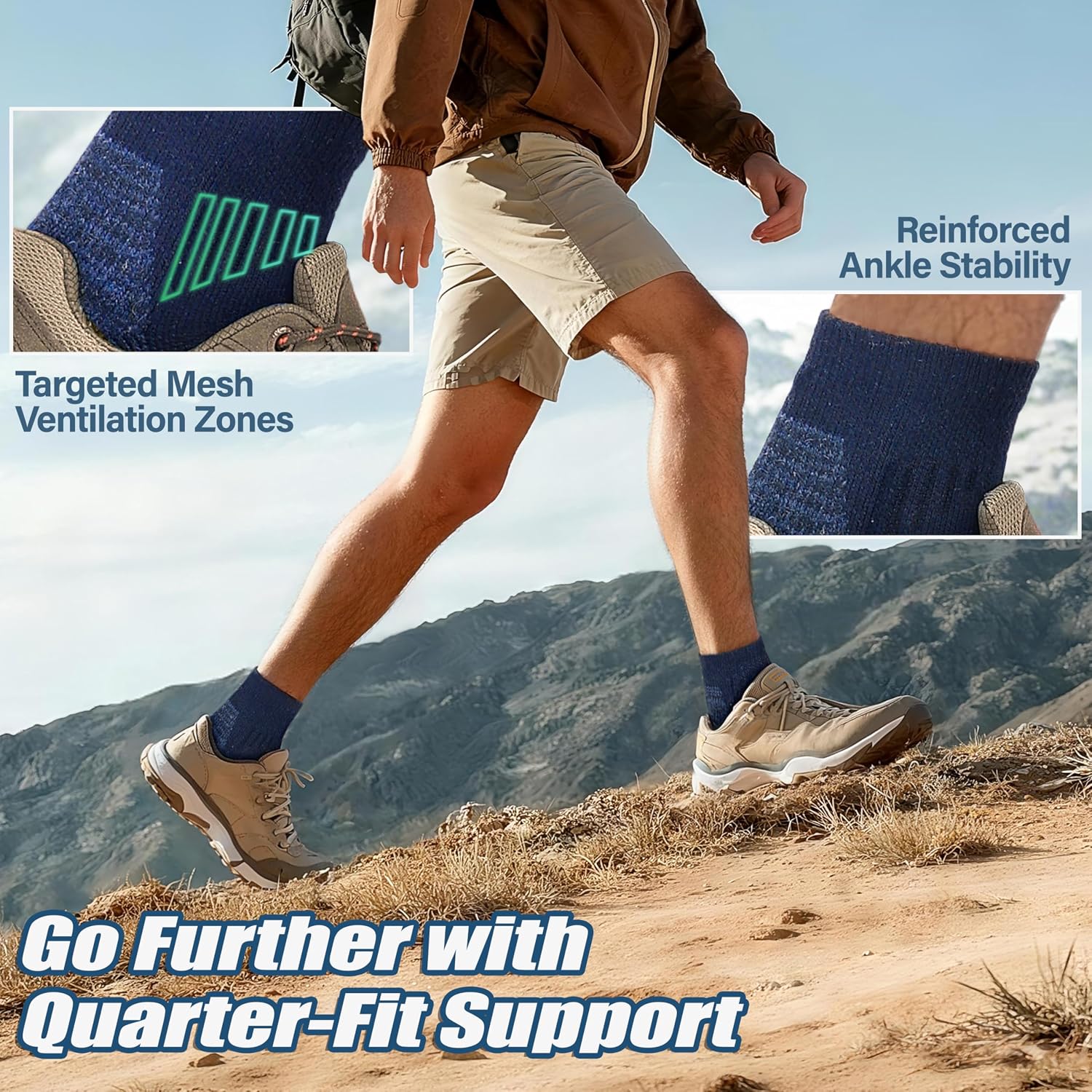 Detalle 2 de ANTSANG Merino Wool Hiking Socks, 6 Pairs