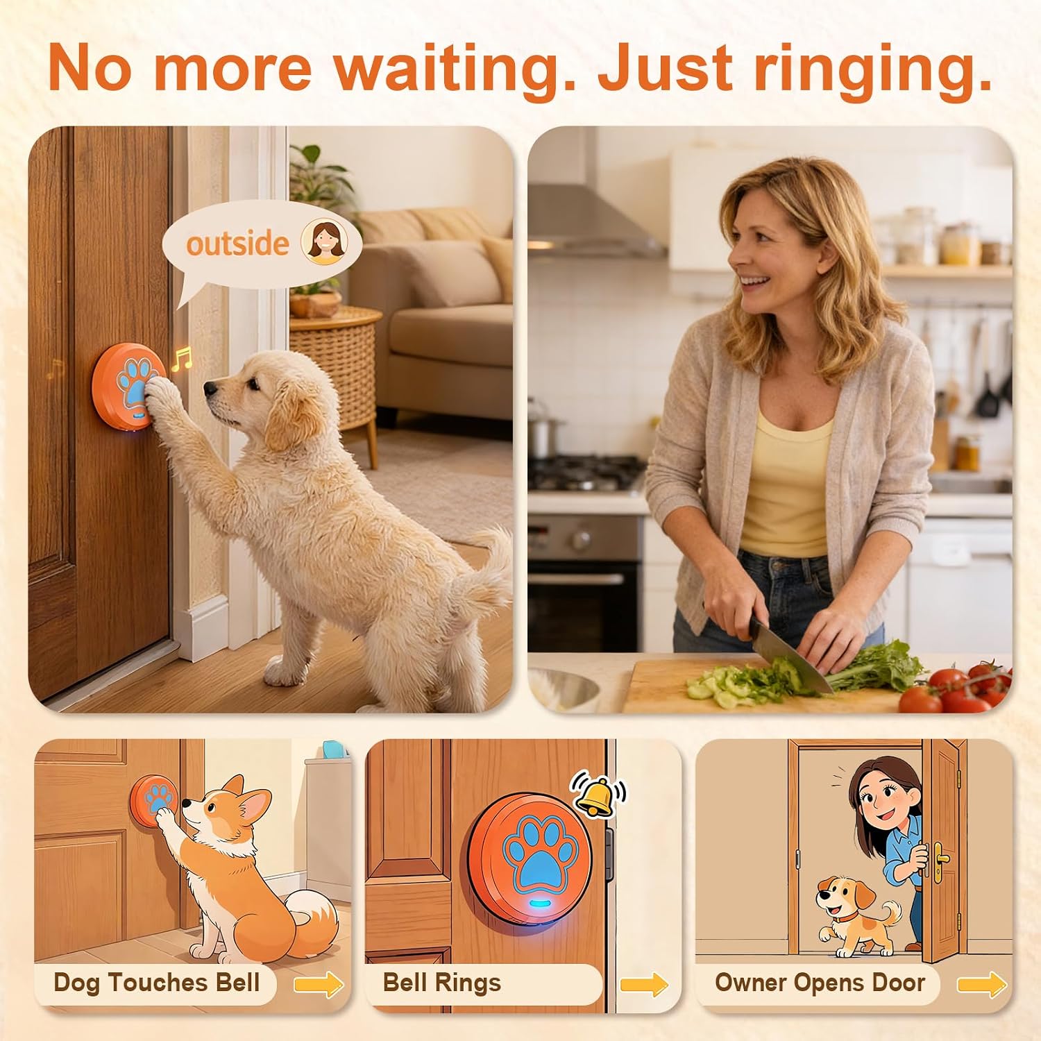 Detalle de ChunHee Recordable Dog Doorbell for Toilet Training