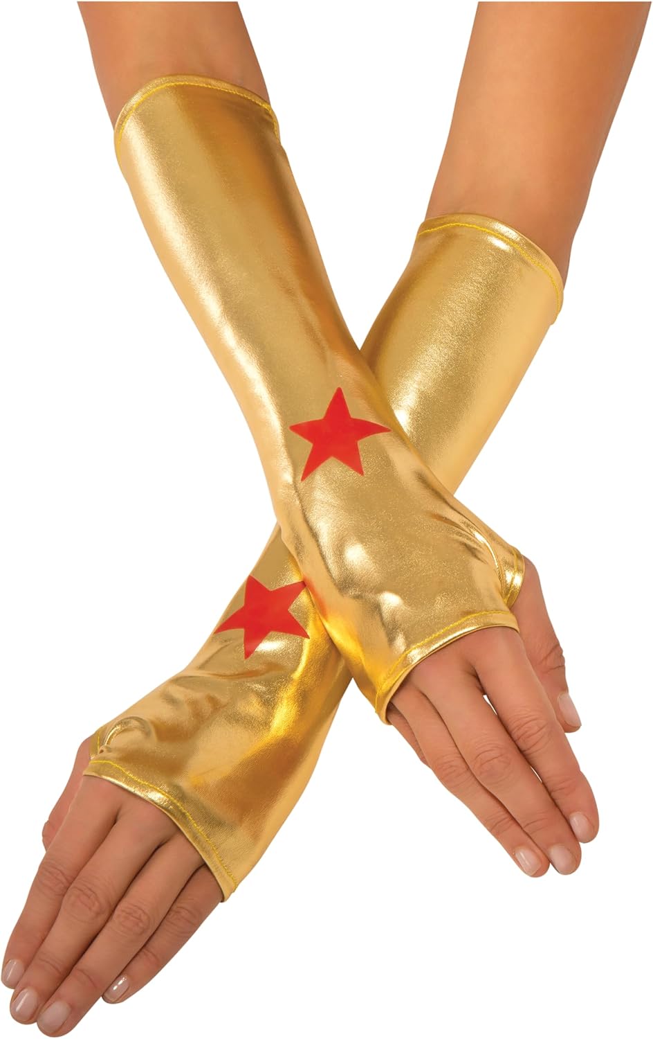Detalle de Rubies DC Comics Wonder Woman Adult Gauntlets, Gold Fingerless Gloves