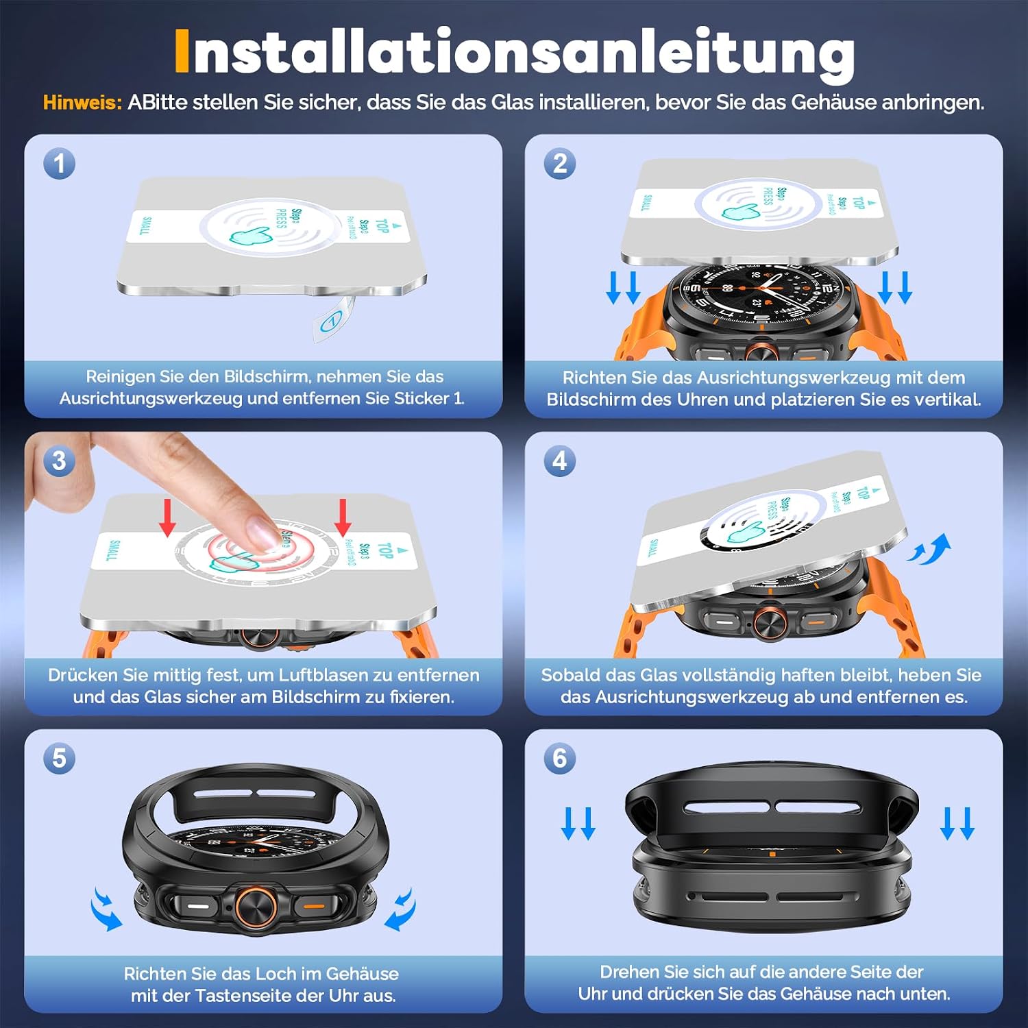 Thumbnail 6 de Misxi Glas-Displayschutzfolie 40mm für Samsung Galaxy Watch 8/9 – 3er-Set inkl. Hülle und Auto-Ausrichtungstool