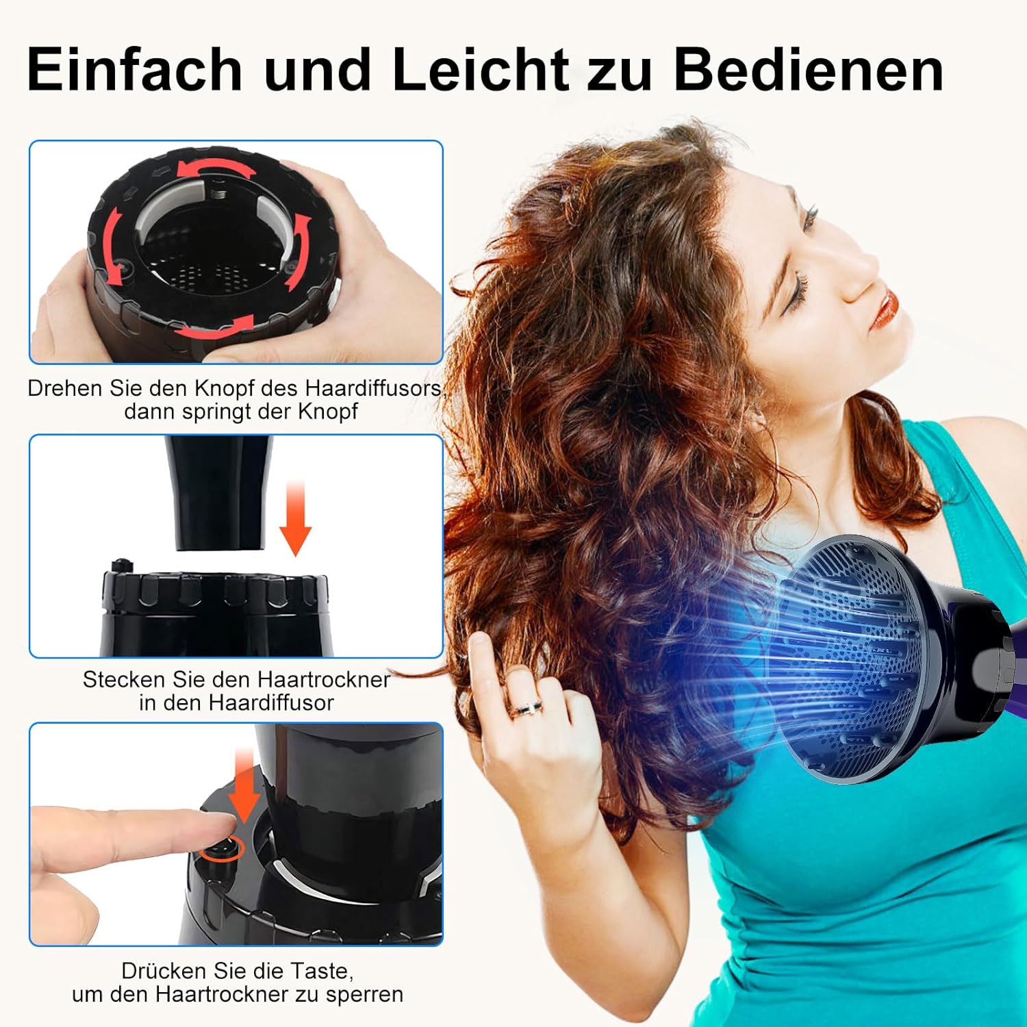 Thumbnail 4 de AISEELY Universal Haar-Diffusor 1,57–2,7" für lockiges Haar 💇♀