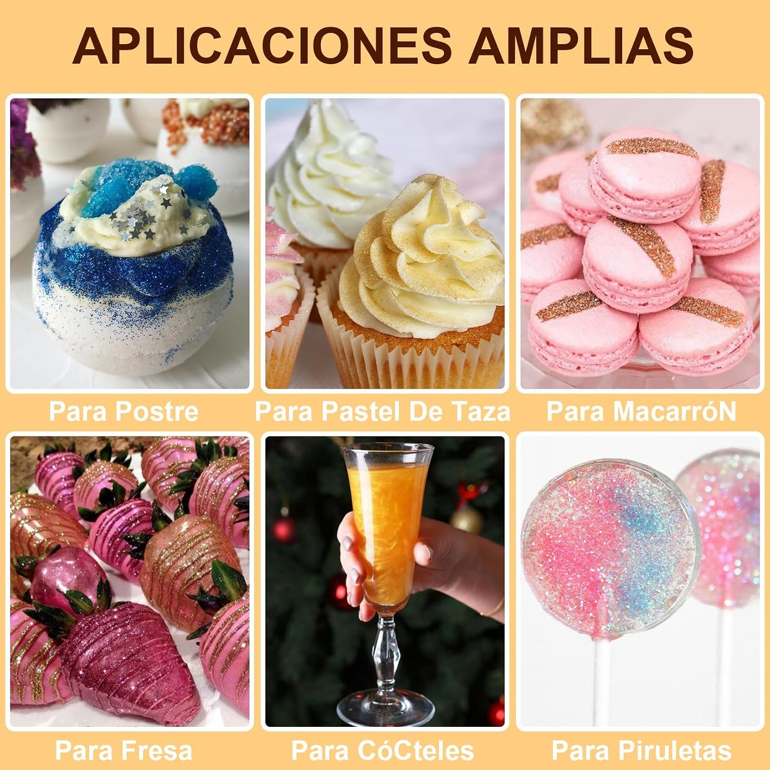 Detalle 2 de Purpurina Comestible 15g - Repostería, Tarta, Magdalenas 🍫