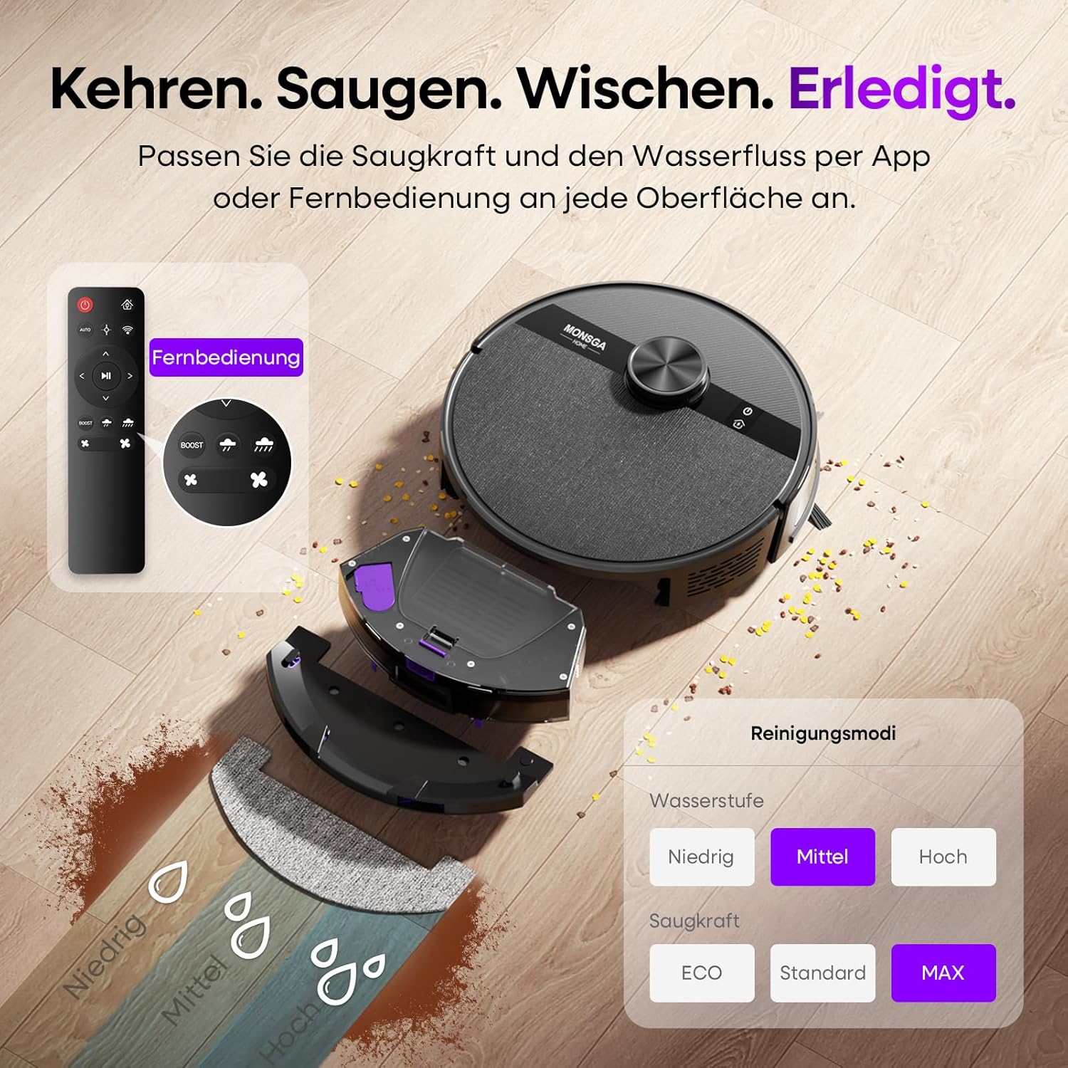 Thumbnail 2 de MONSGA MS1 Saugroboter mit Wischfunktion