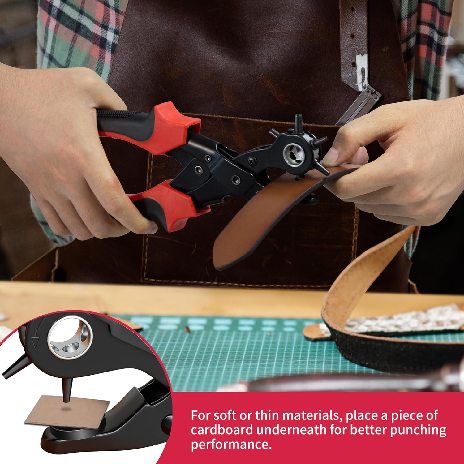 Thumbnail 6 de XOOL Leather Hole Punch Plier – Heavy-Duty Rotatable Belt Hole Puncher with 6 Sizes