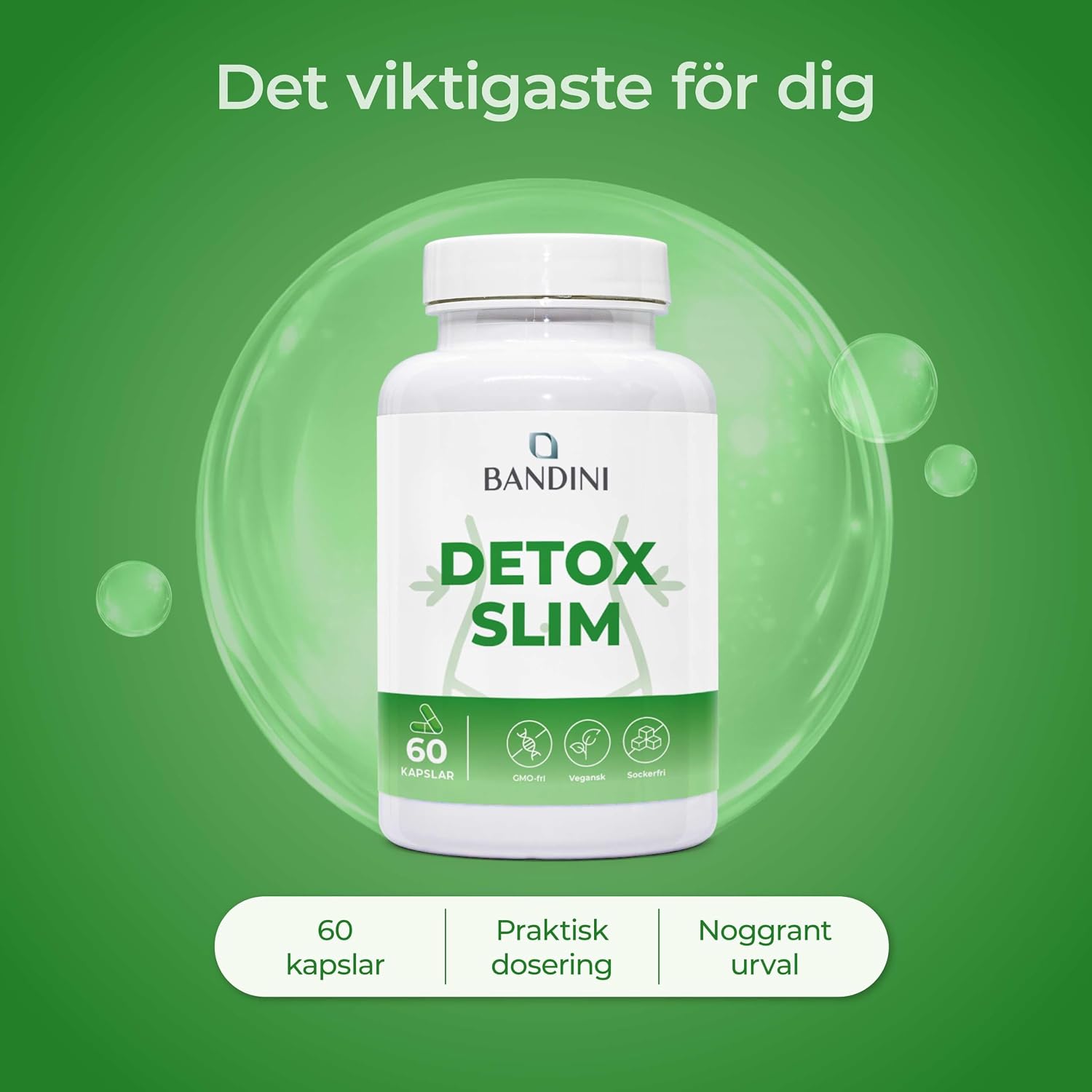 Detalle 2 de BANDINI Detox Slim veganska kapslar med växtextrakt, 60 kapslar
