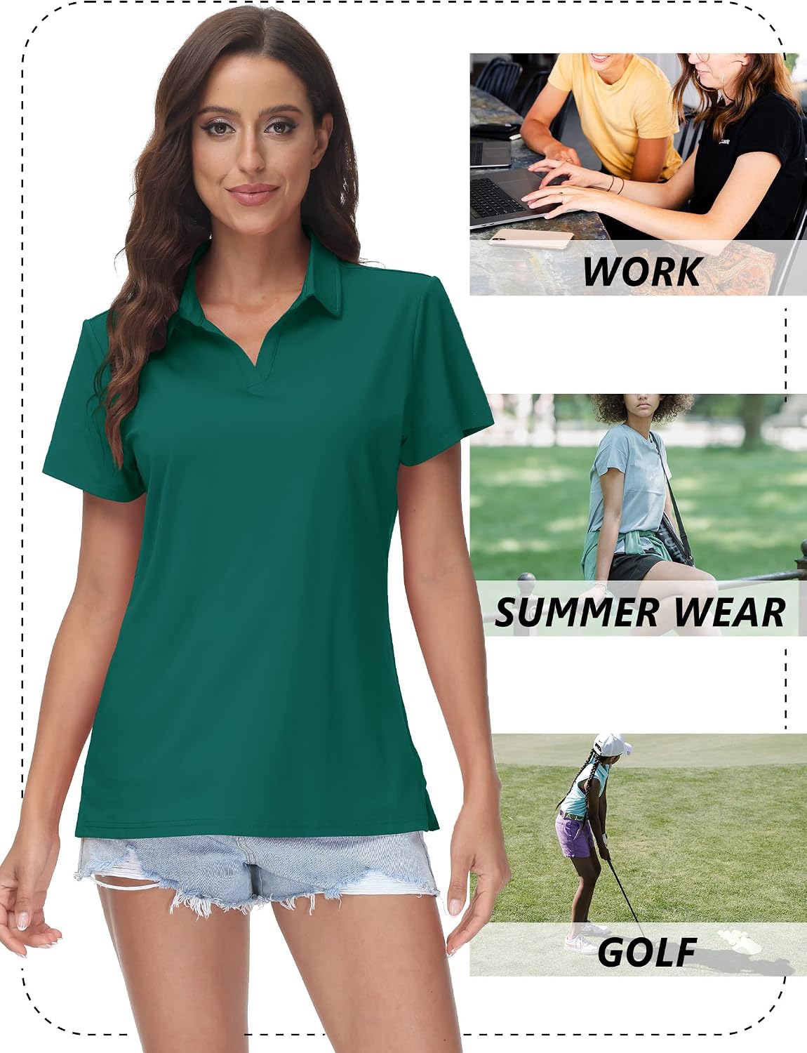 Thumbnail 6 de TACVASEN Women's V-Neck Polo: UPF 50+ Sun Protection, Quick-Dry Golf Polo