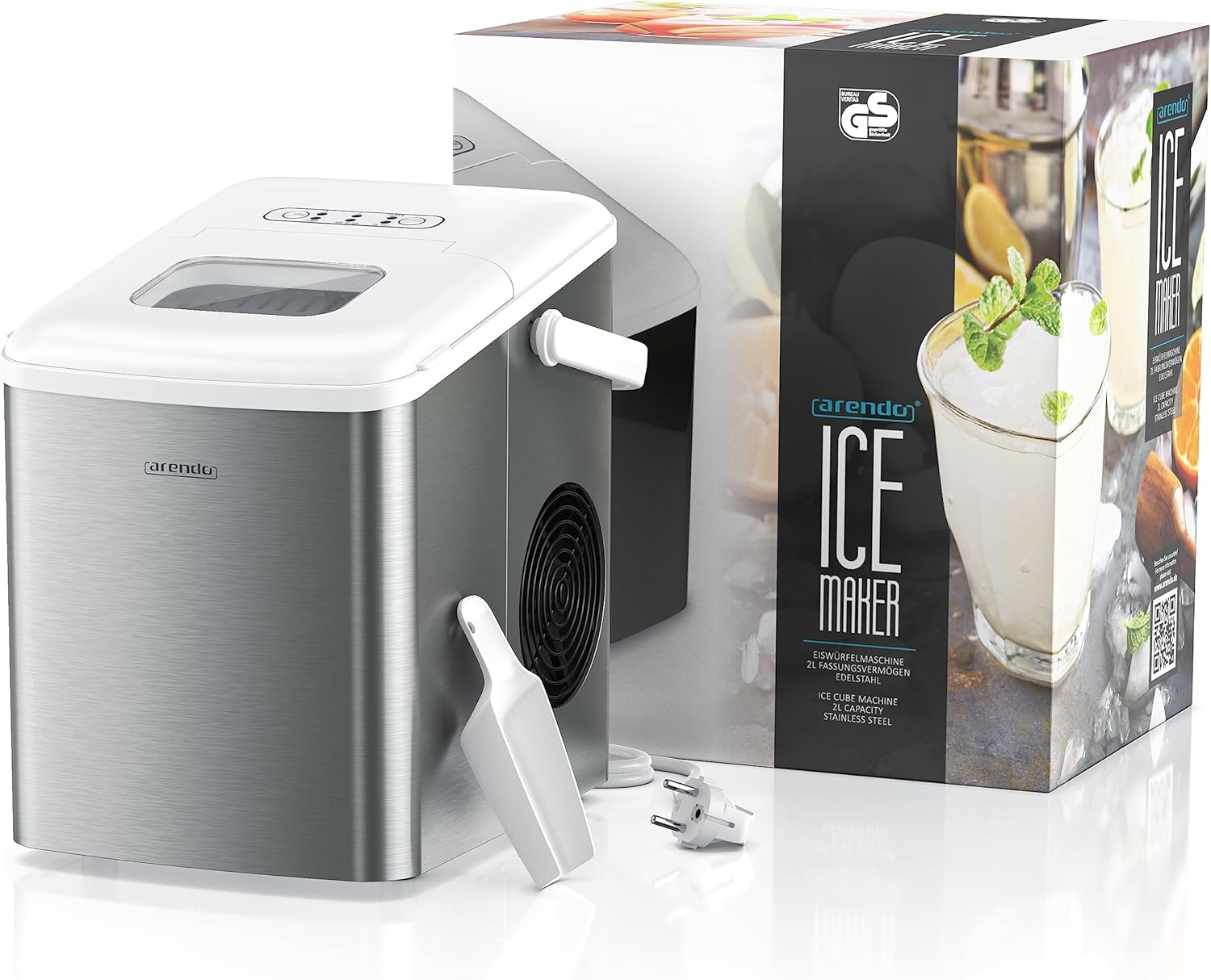 Thumbnail 5 de Arendo 2-Liter-Eiswürfelmaschine aus Edelstahl mit Kühlung, Klein & Groß – BPA-frei