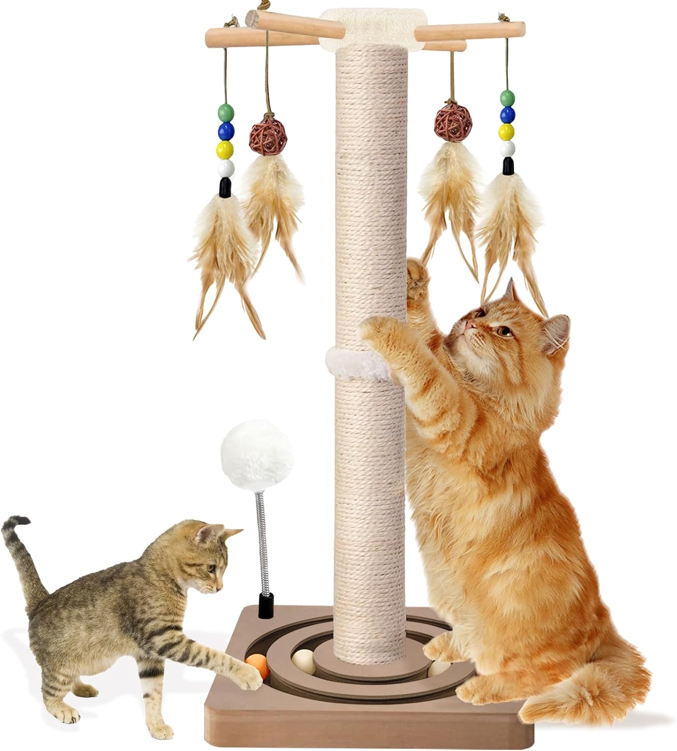 Detalle de PAROTO MZZ-N 33-Inch Cat Scratching Post with Sisal and Interactive Toys