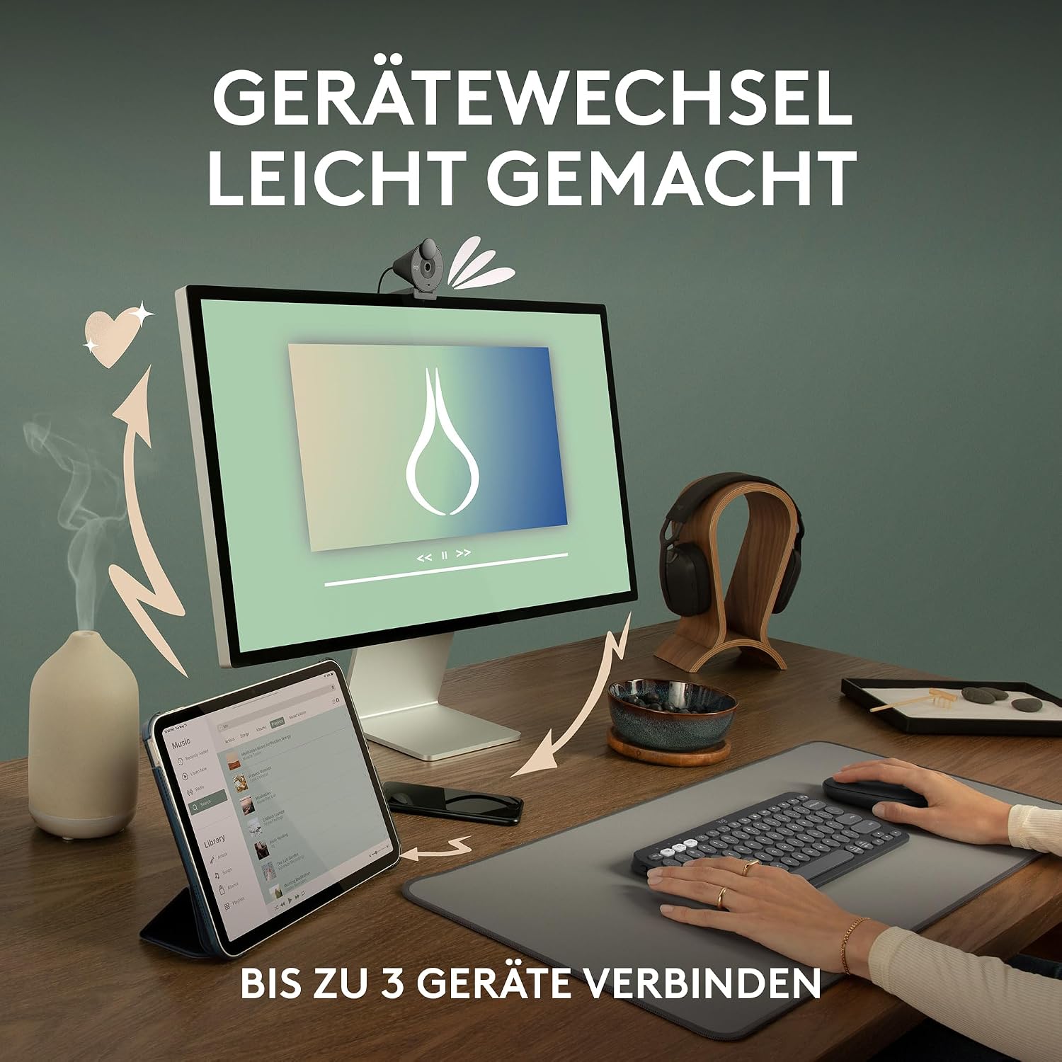 Detalle de Logitech Pebble Mouse 2 M350s – schlanke Bluetooth-Maus rosa, leise und flexibel